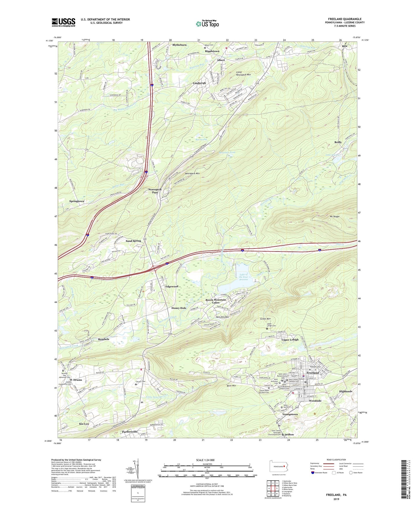Freeland Pennsylvania US Topo Map Image