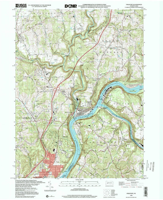Classic USGS Freeport Pennsylvania 7.5'x7.5' Topo Map Image