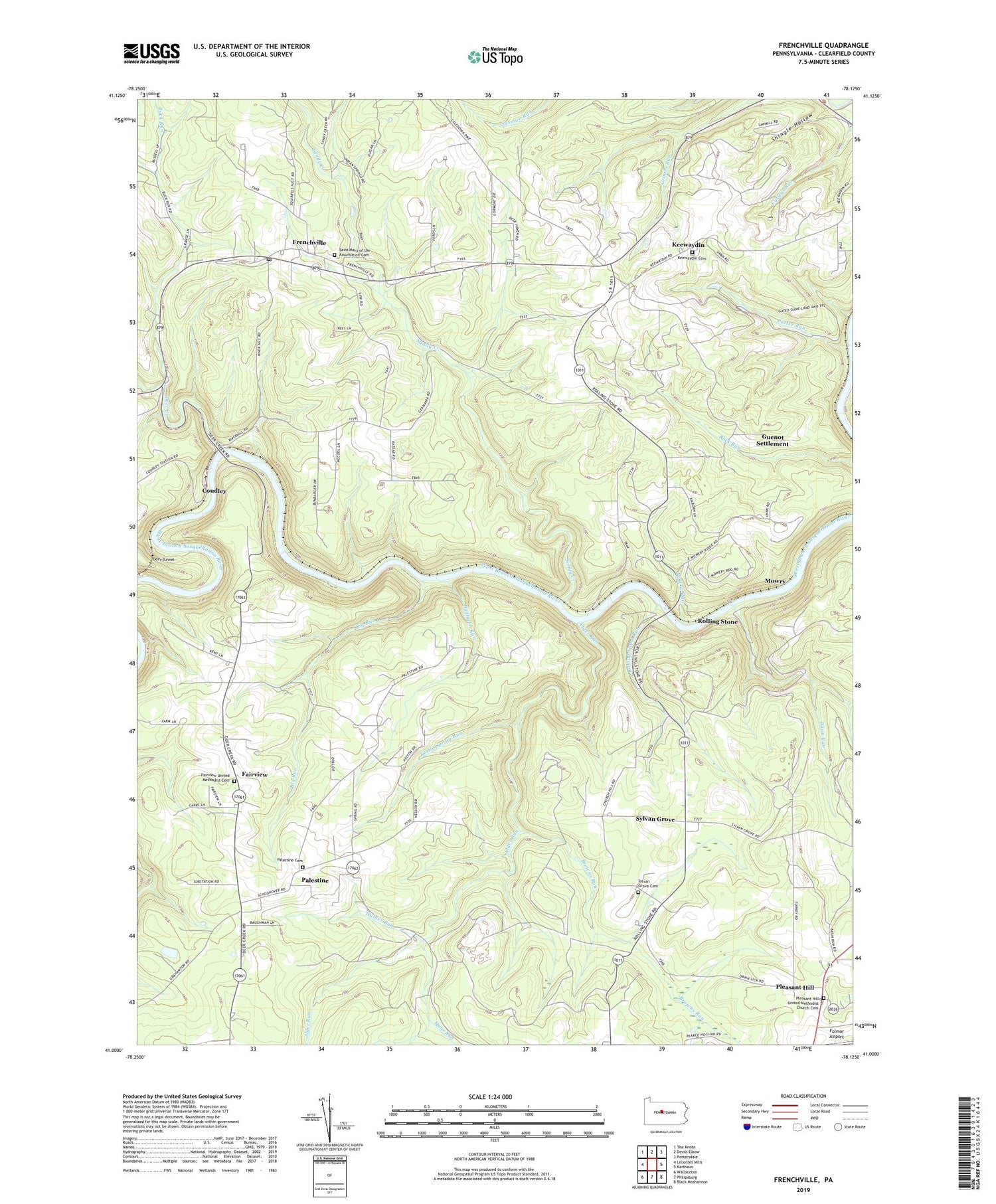 Frenchville Pennsylvania US Topo Map Image