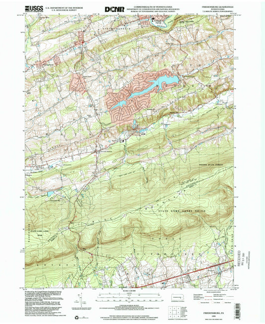 Classic USGS Friedensburg Pennsylvania 7.5'x7.5' Topo Map Image