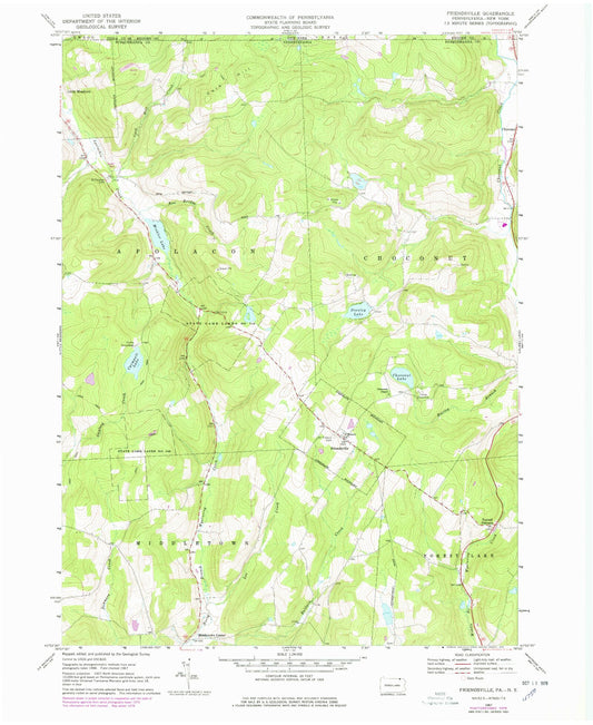 Classic USGS Friendsville Pennsylvania 7.5'x7.5' Topo Map Image