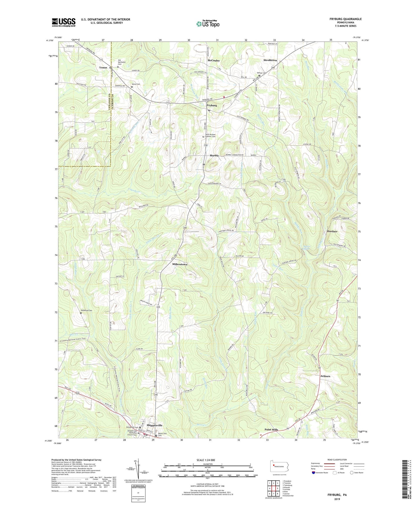 Fryburg Pennsylvania US Topo Map Image