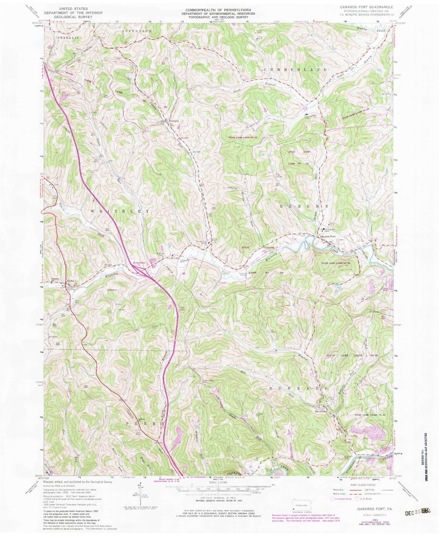 Classic USGS Garards Fort Pennsylvania 7.5'x7.5' Topo Map Image