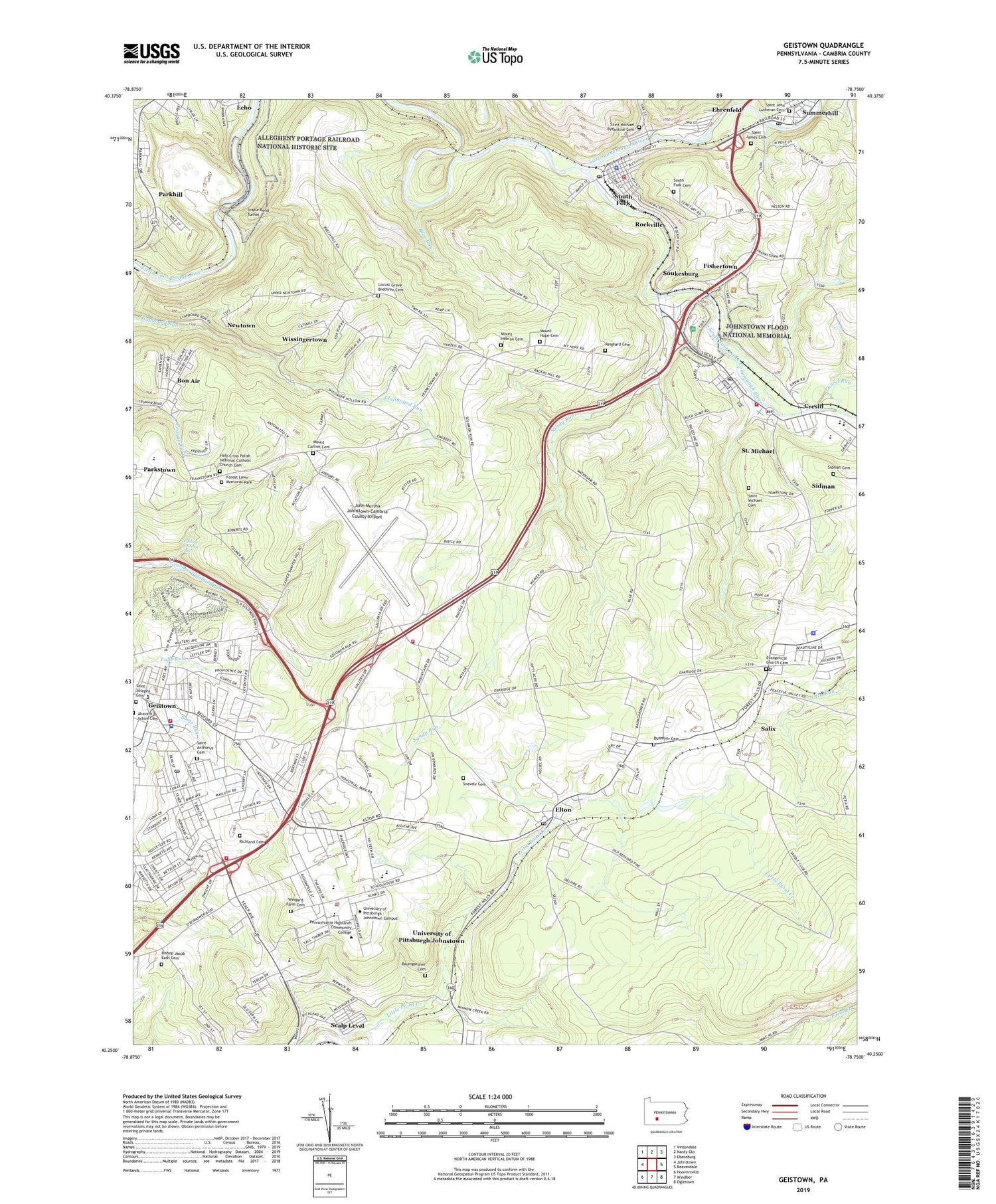 Geistown Pennsylvania US Topo Map Image