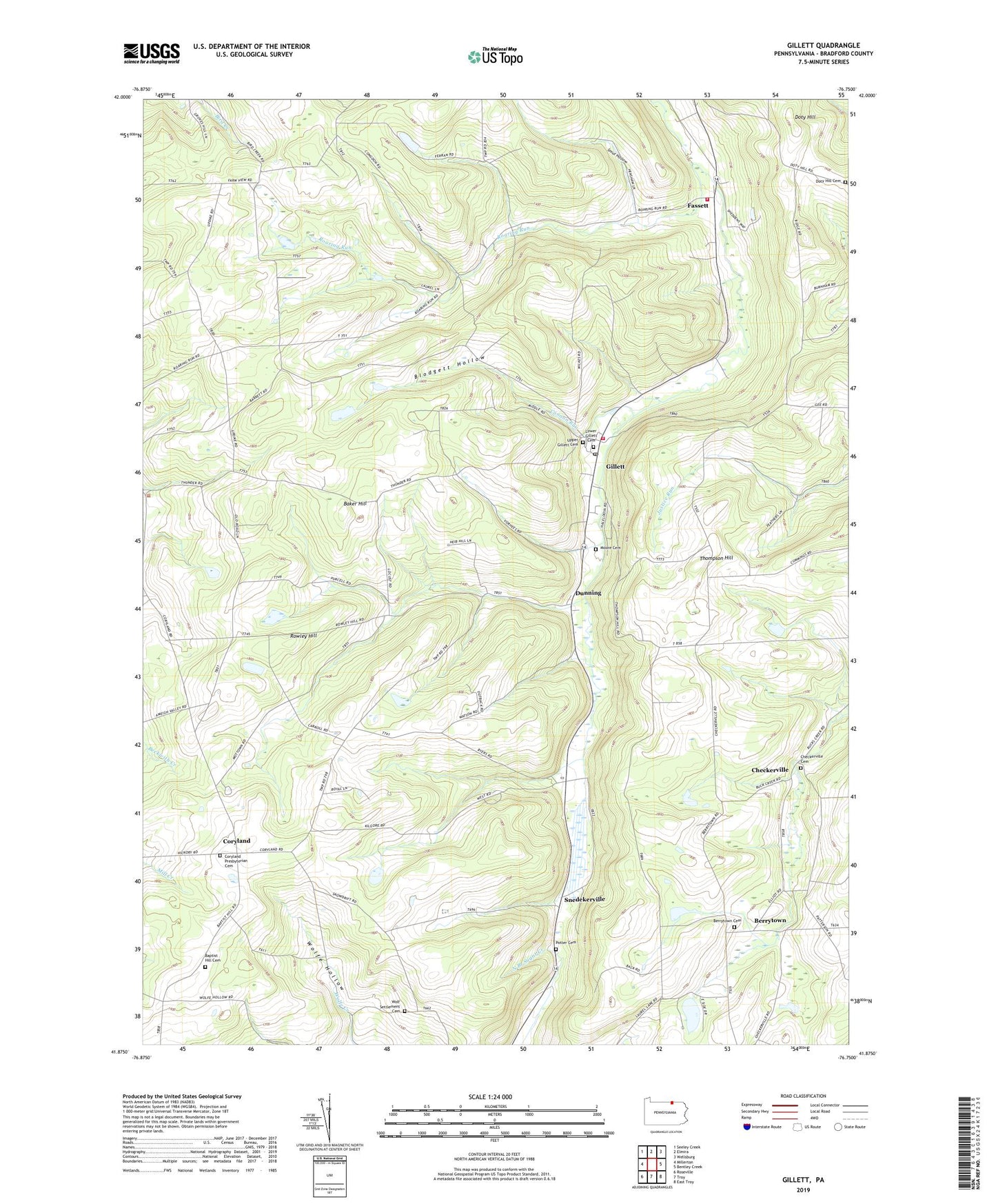 Gillett Pennsylvania US Topo Map Image