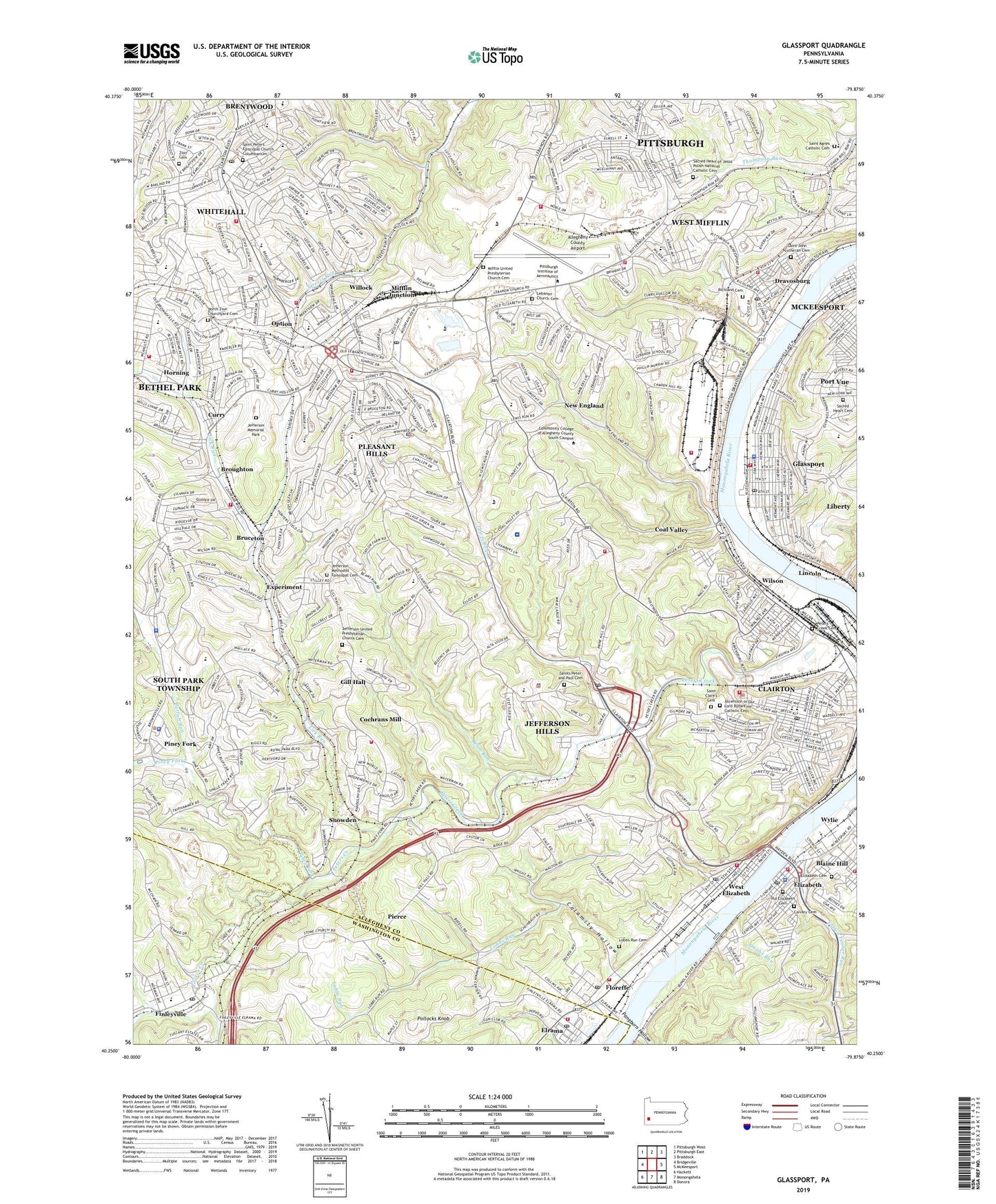 Glassport Pennsylvania US Topo Map Image