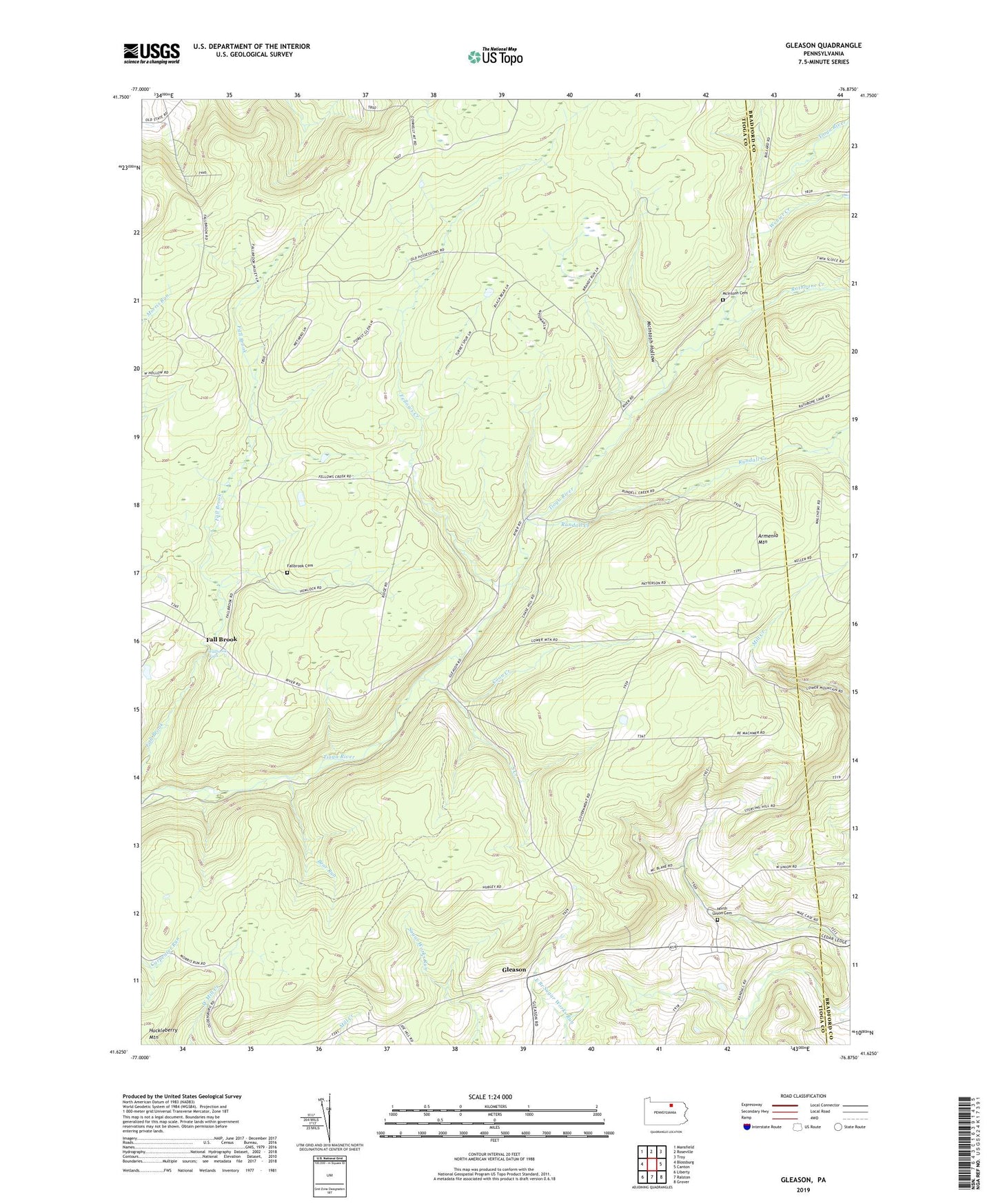 Gleason Pennsylvania US Topo Map Image