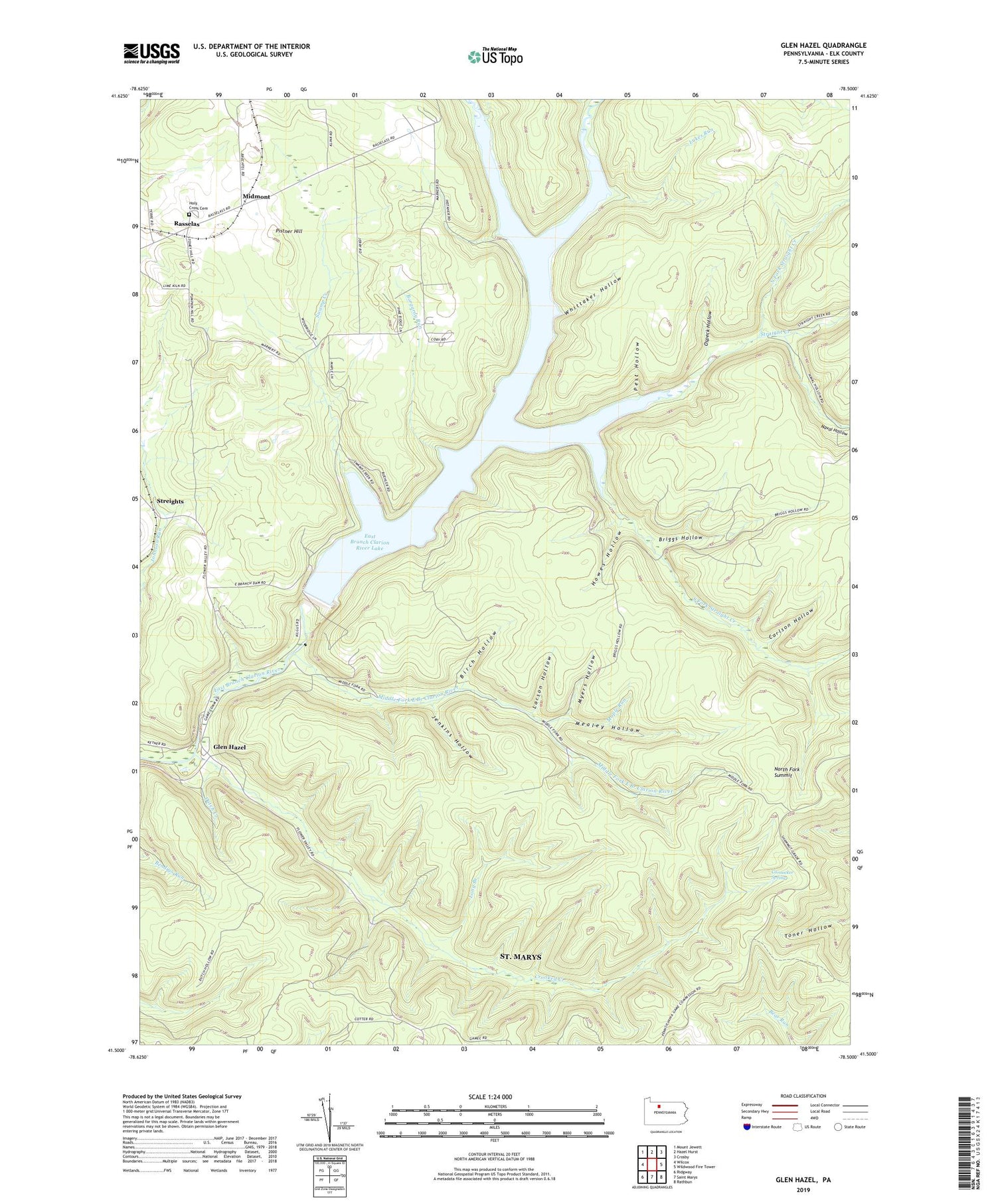 Glen Hazel Pennsylvania US Topo Map Image