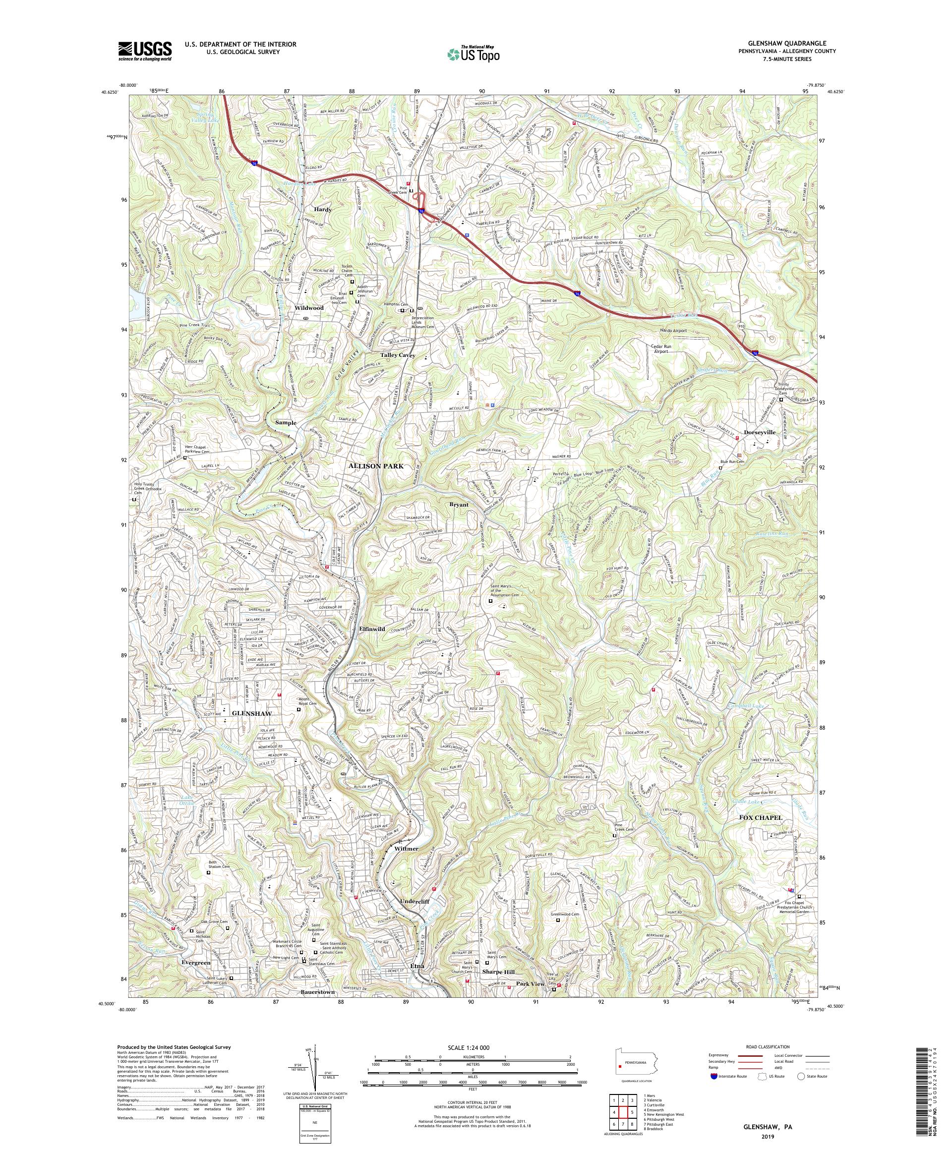 Glenshaw Pennsylvania US Topo Map – MyTopo Map Store