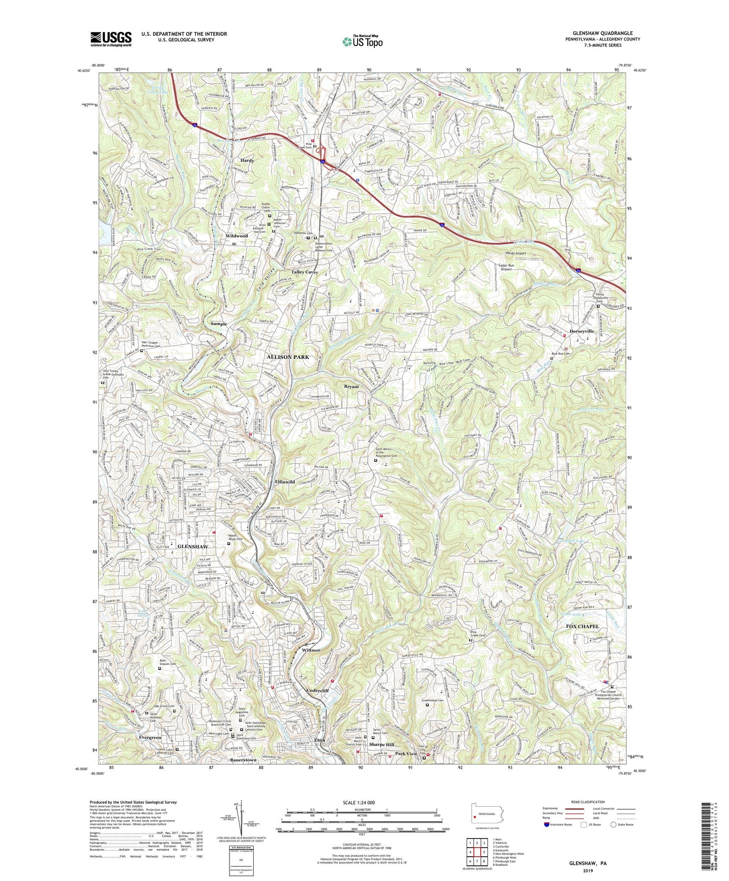 Glenshaw Pennsylvania US Topo Map Image