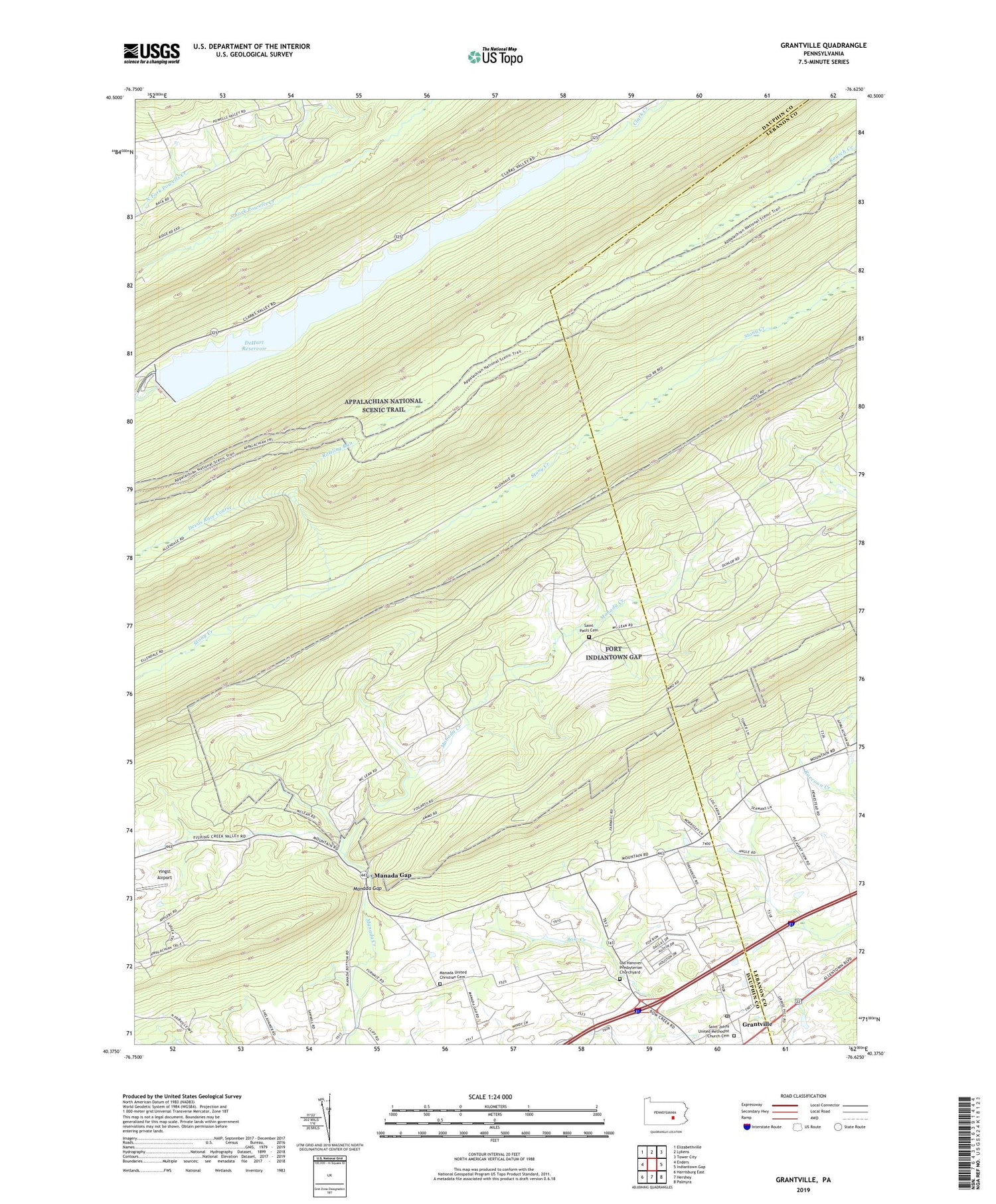 Grantville Pennsylvania US Topo Map Image