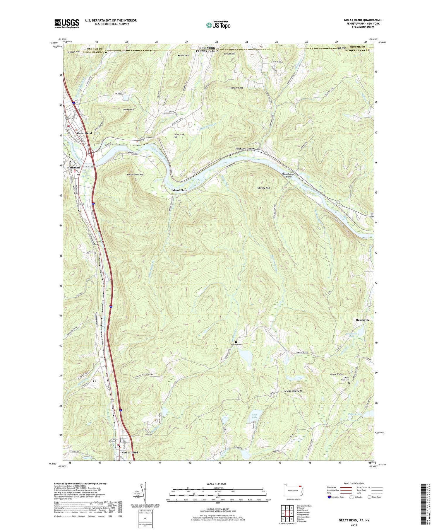 Great Bend Pennsylvania US Topo Map Image