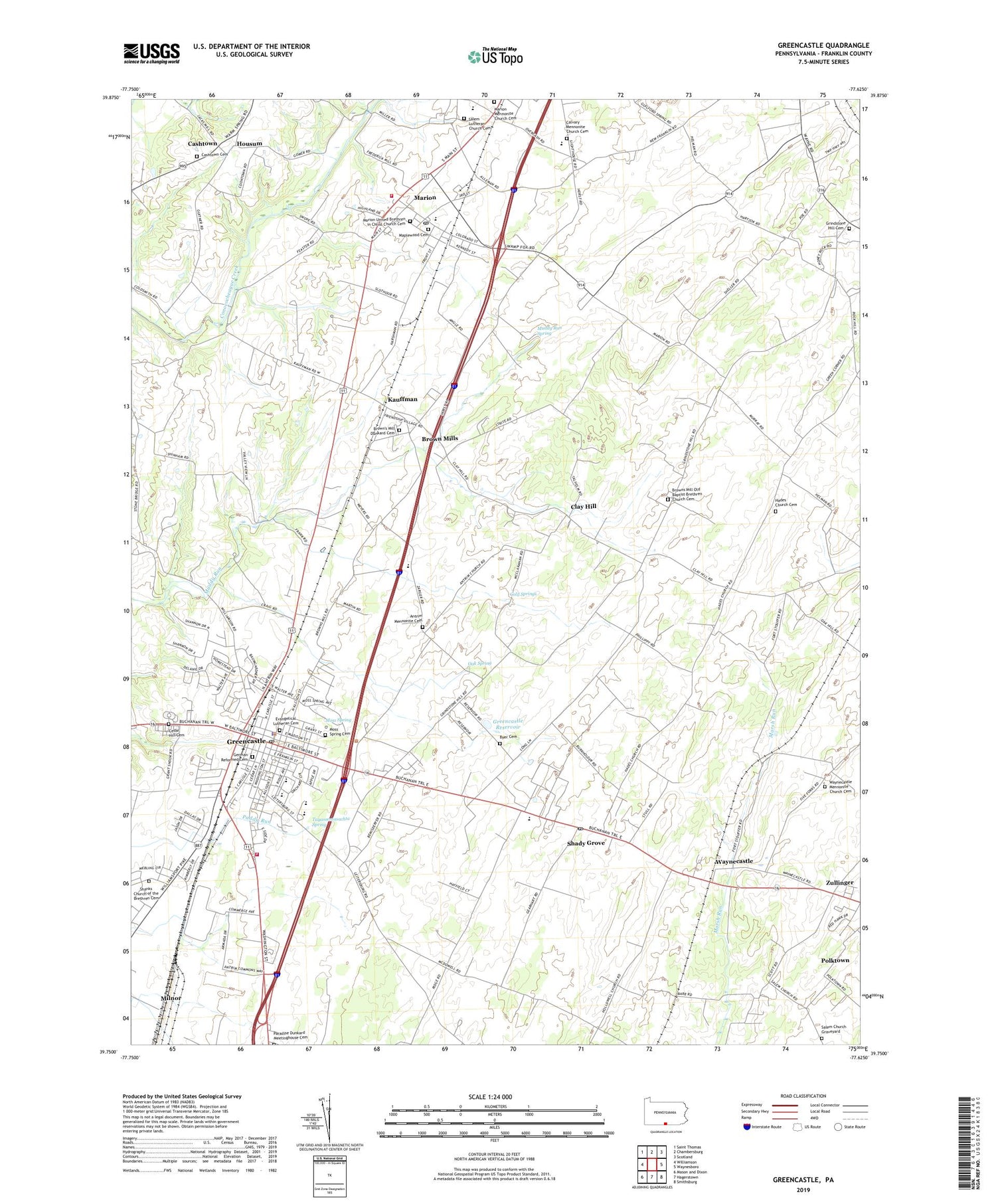 Greencastle Pennsylvania US Topo Map – MyTopo Map Store