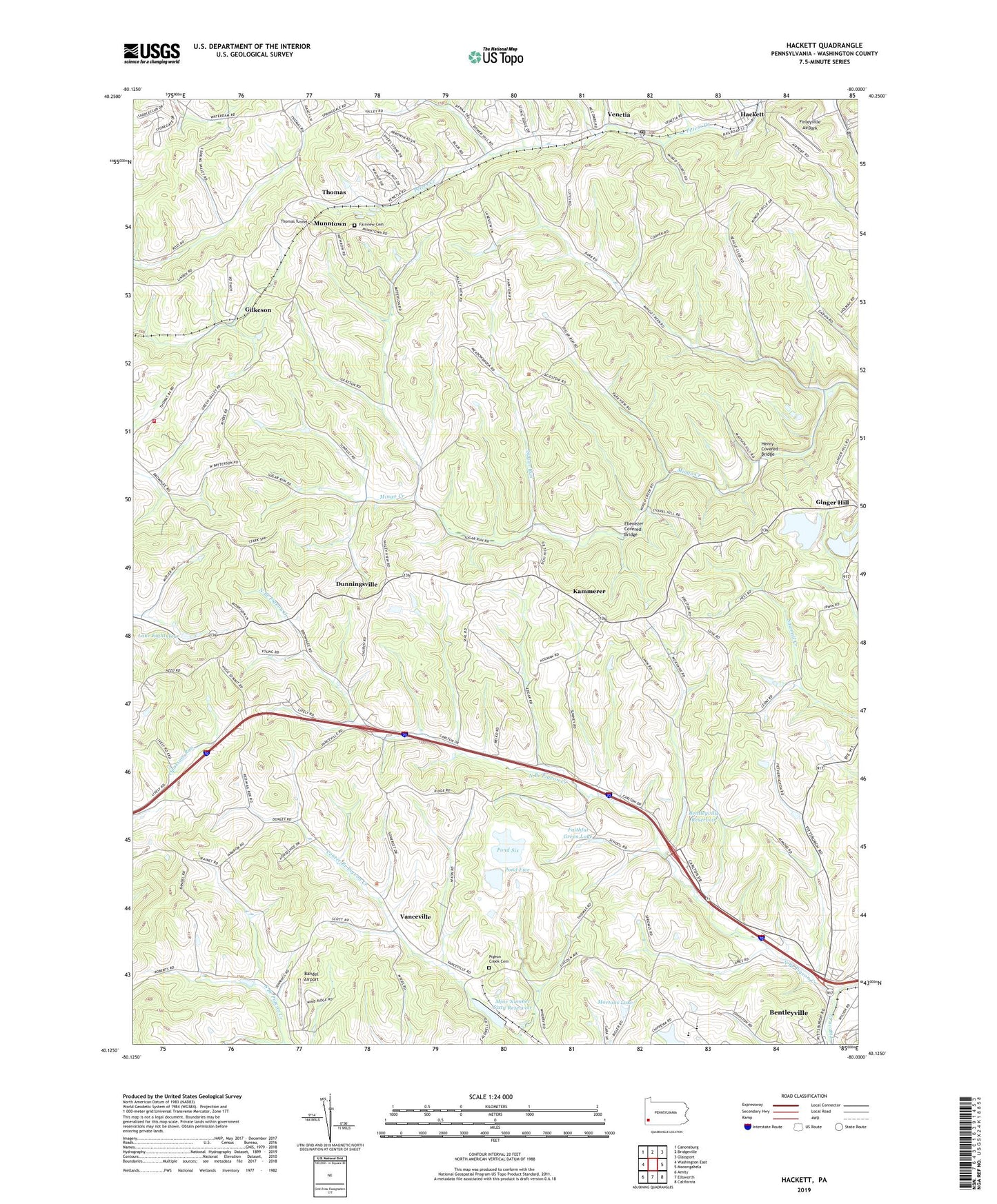 Hackett Pennsylvania US Topo Map Image