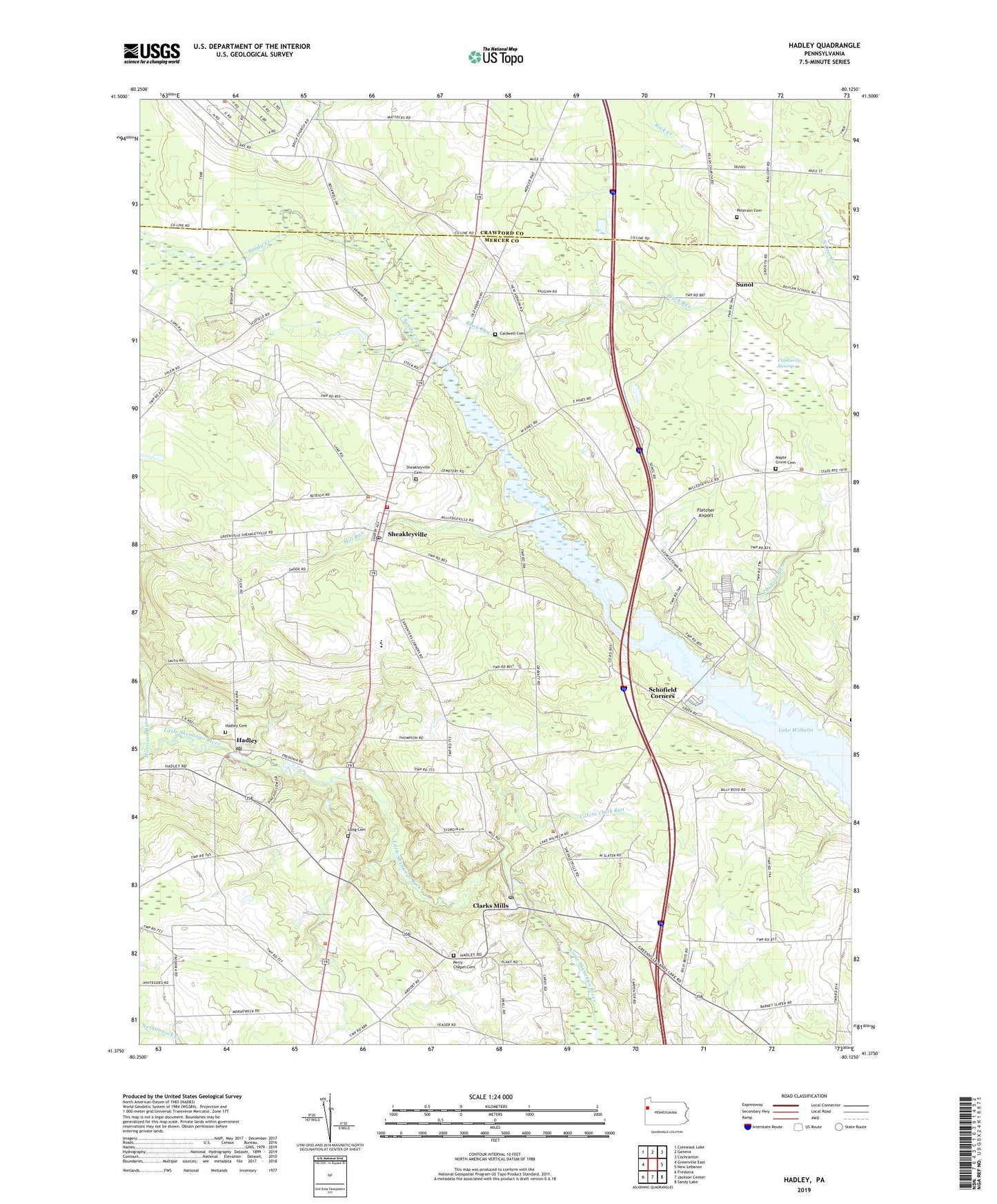Hadley Pennsylvania US Topo Map Image