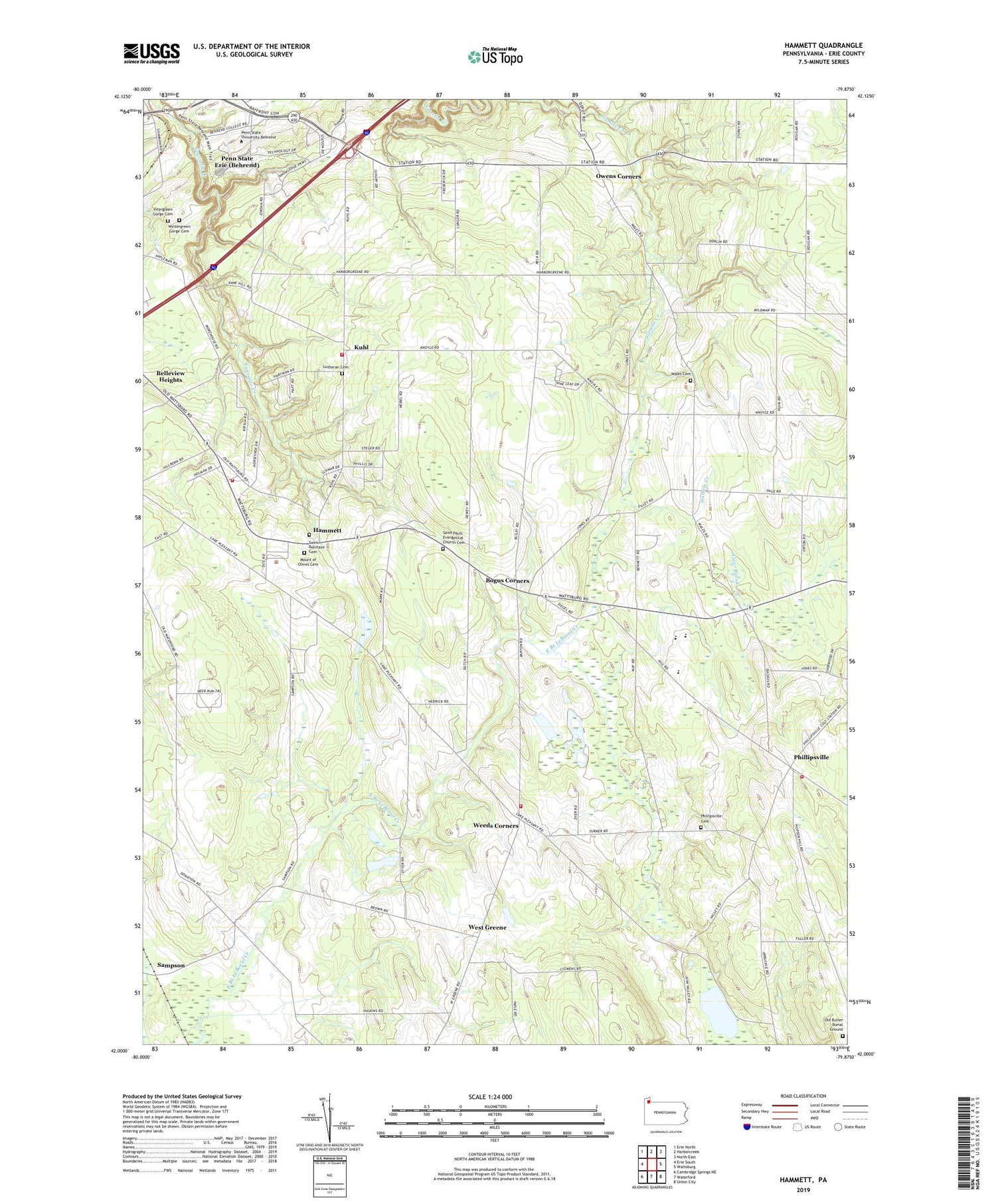 Hammett Pennsylvania US Topo Map Image