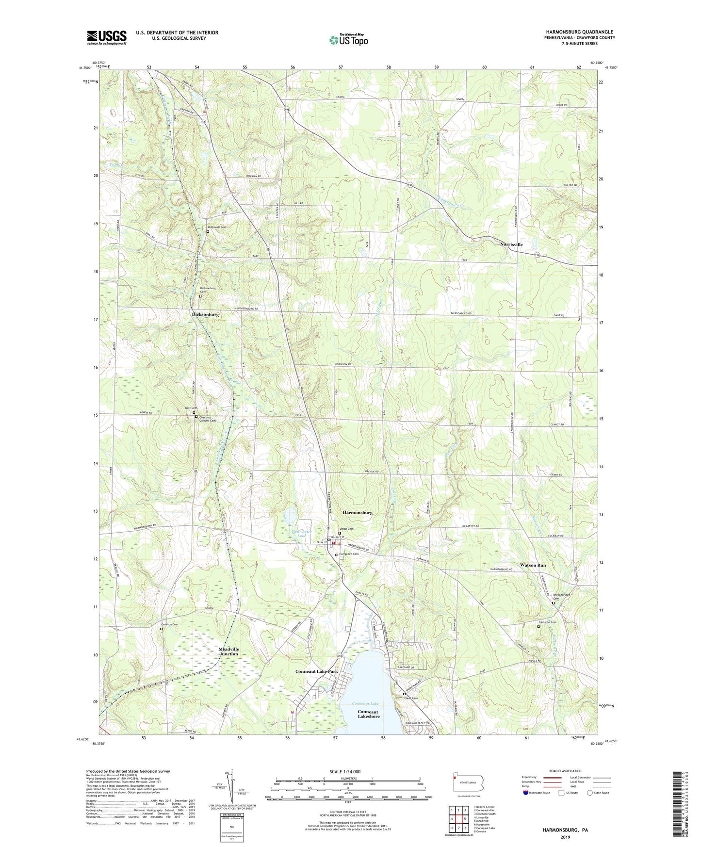 Harmonsburg Pennsylvania US Topo Map Image