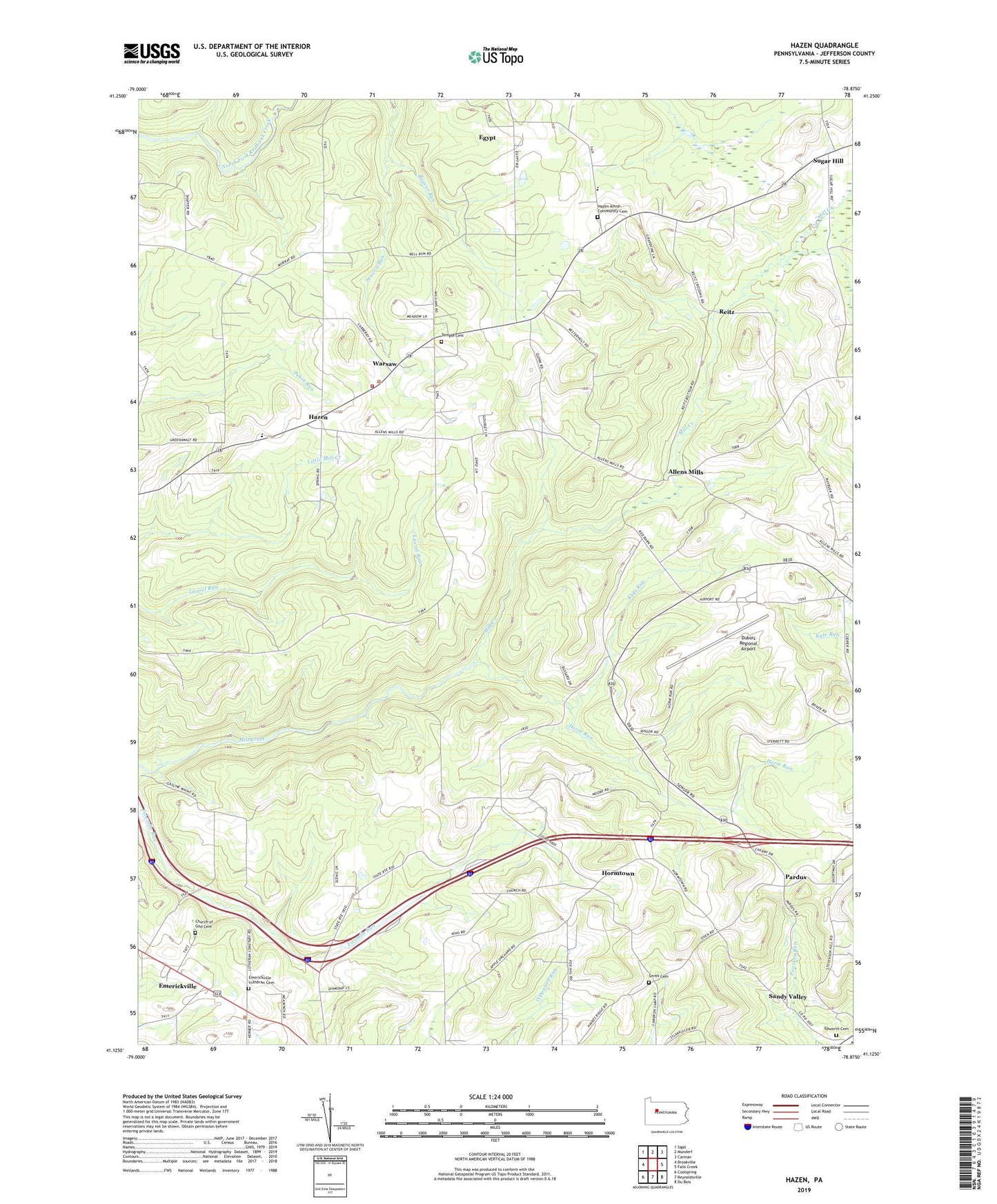 Hazen Pennsylvania US Topo Map Image