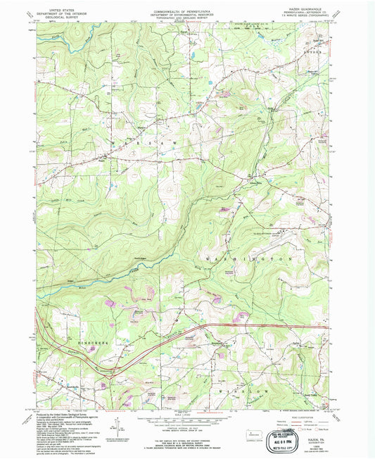 Classic USGS Hazen Pennsylvania 7.5'x7.5' Topo Map Image