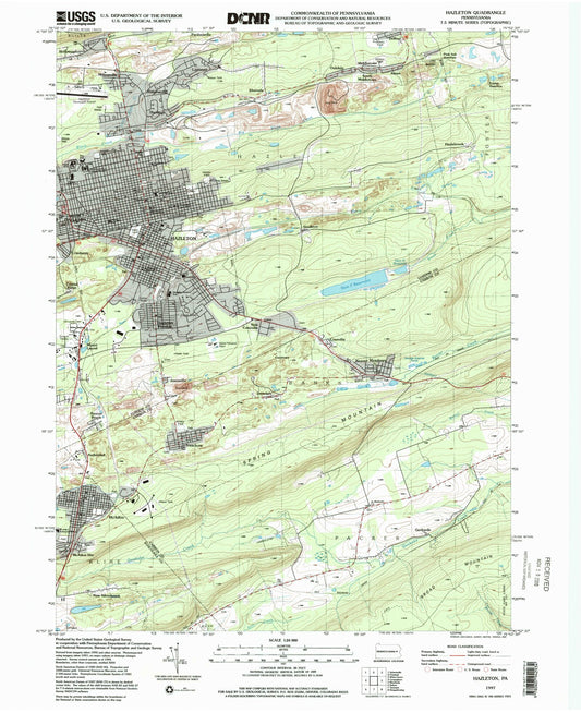 Classic USGS Hazleton Pennsylvania 7.5'x7.5' Topo Map Image