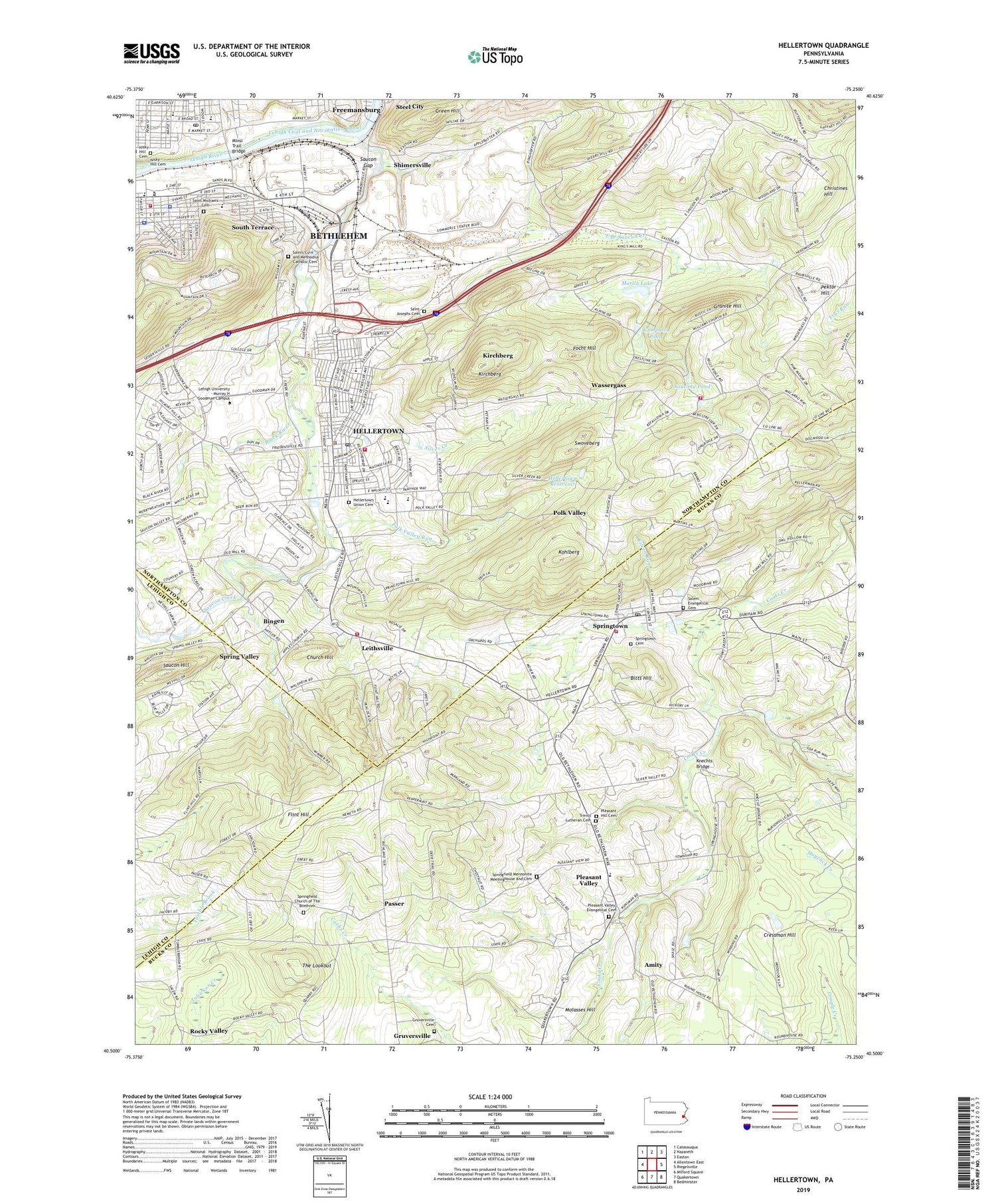 Hellertown Pennsylvania US Topo Map Image