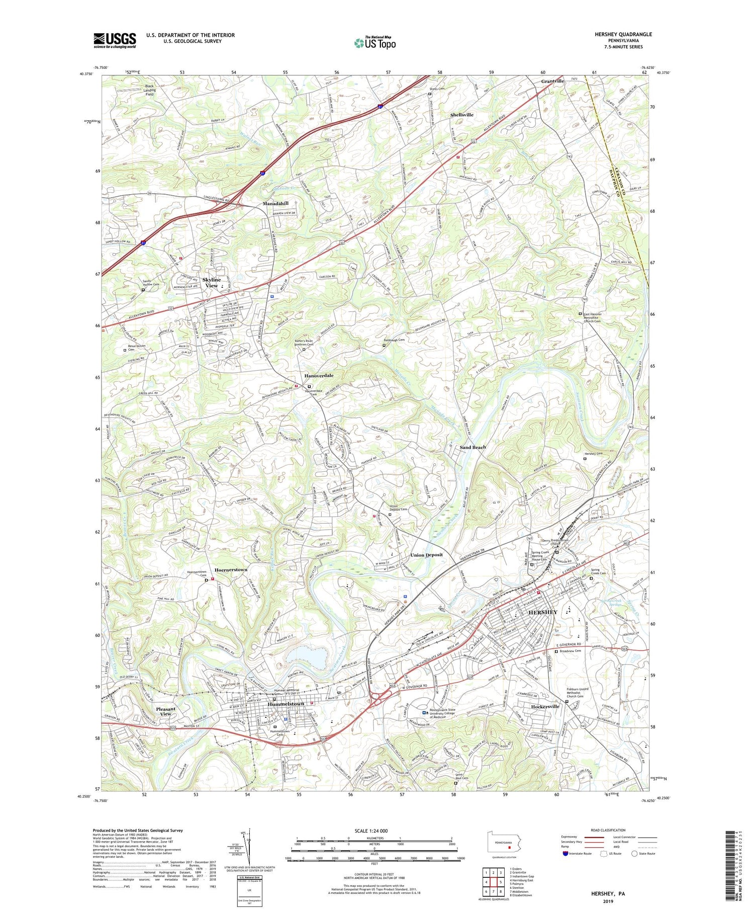 Hershey Pennsylvania US Topo Map Image
