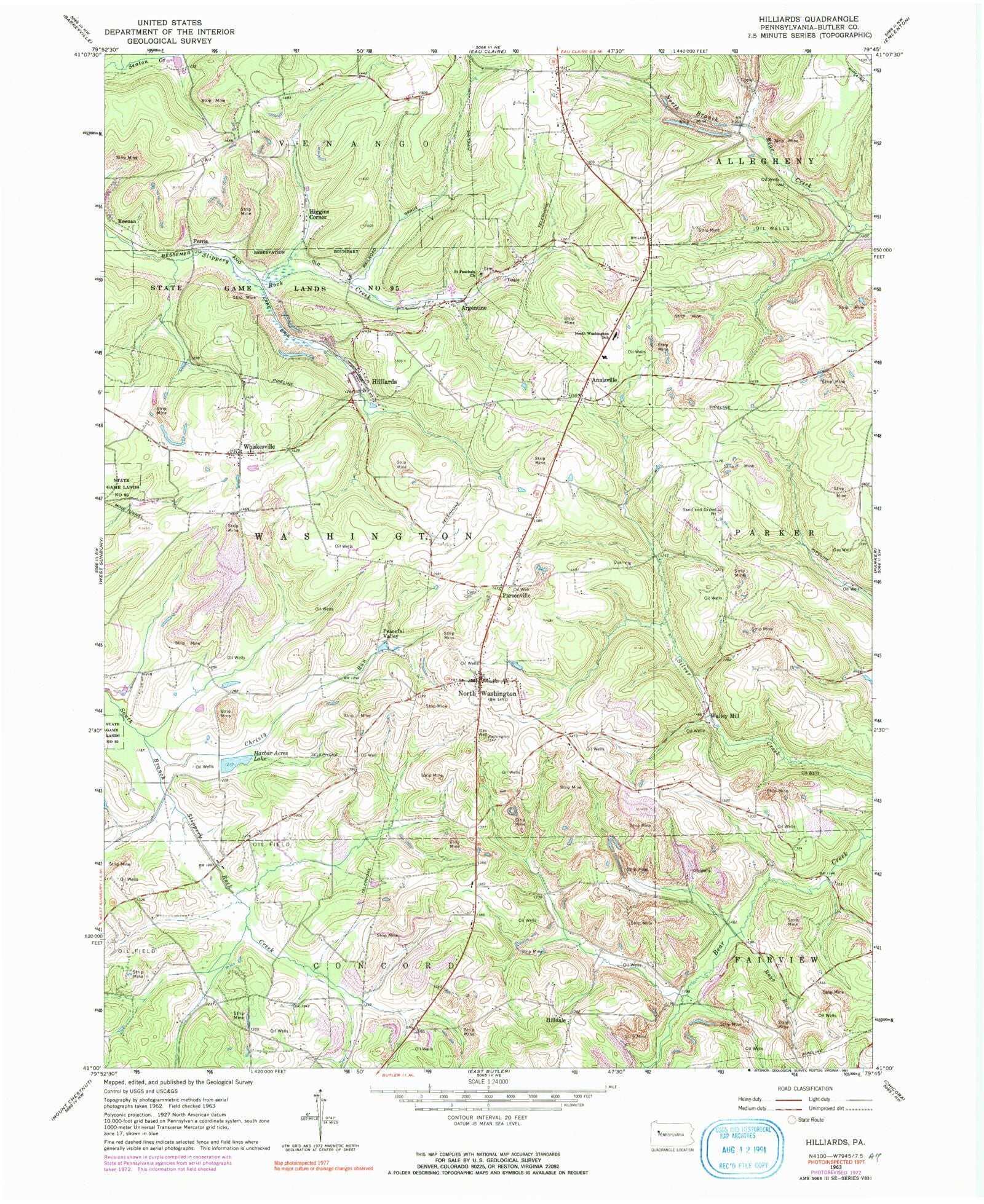 Classic USGS Hilliards Pennsylvania 7.5'x7.5' Topo Map MyTopo Map Store