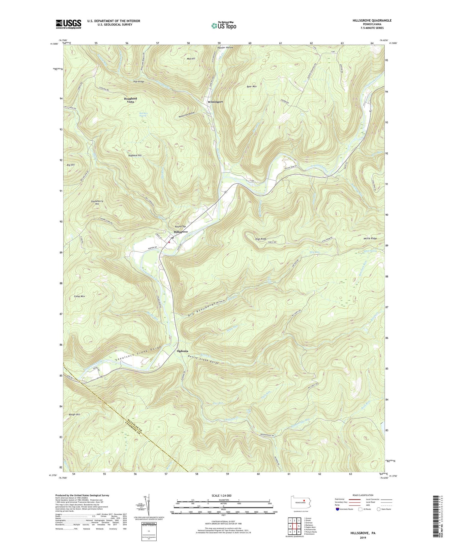 Hillsgrove Pennsylvania US Topo Map Image
