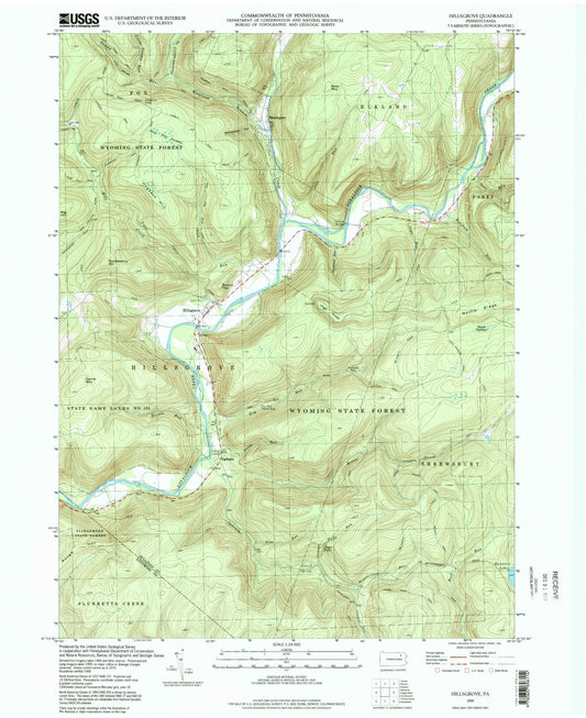 Classic USGS Hillsgrove Pennsylvania 7.5'x7.5' Topo Map Image