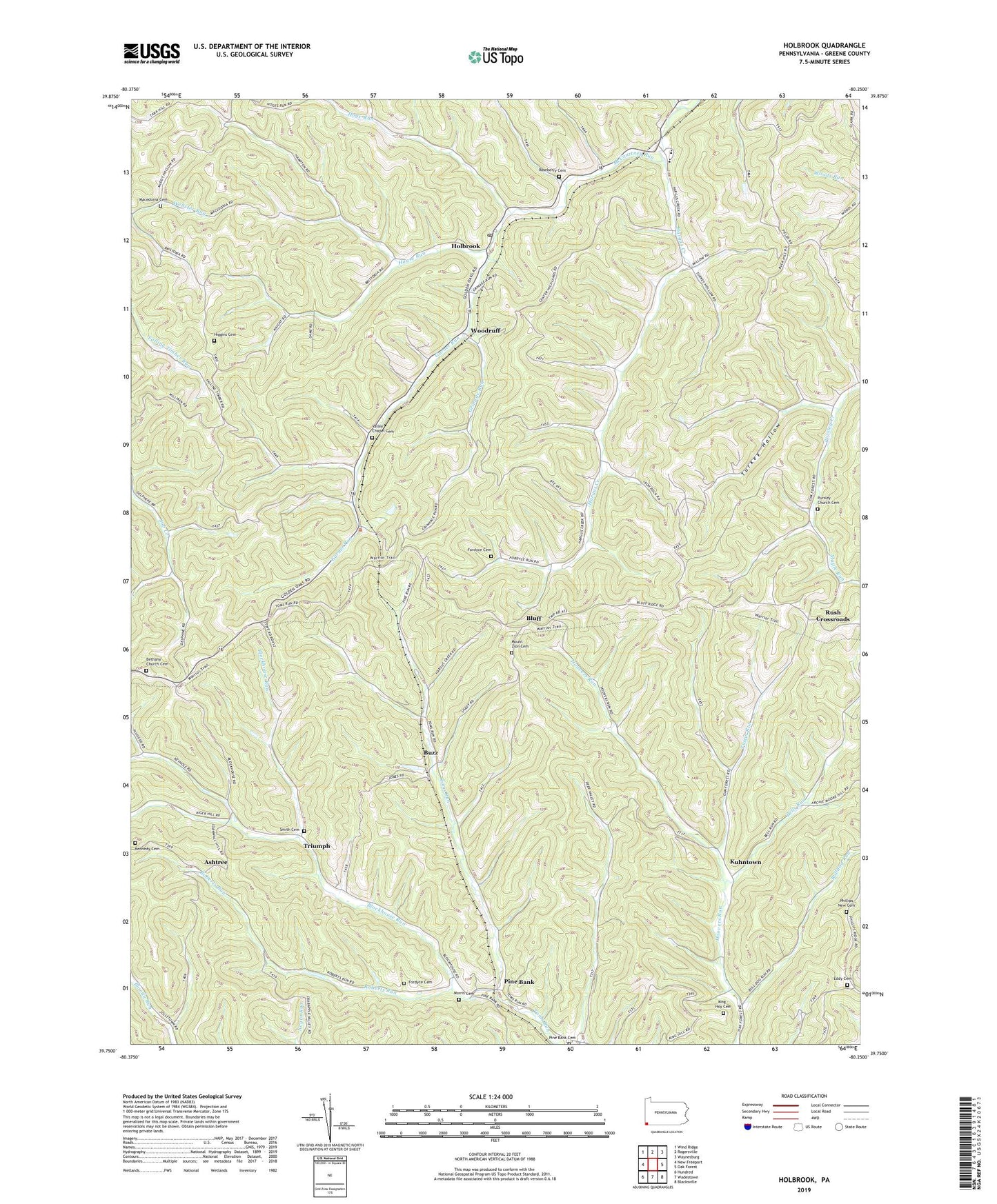 Holbrook Pennsylvania US Topo Map Image