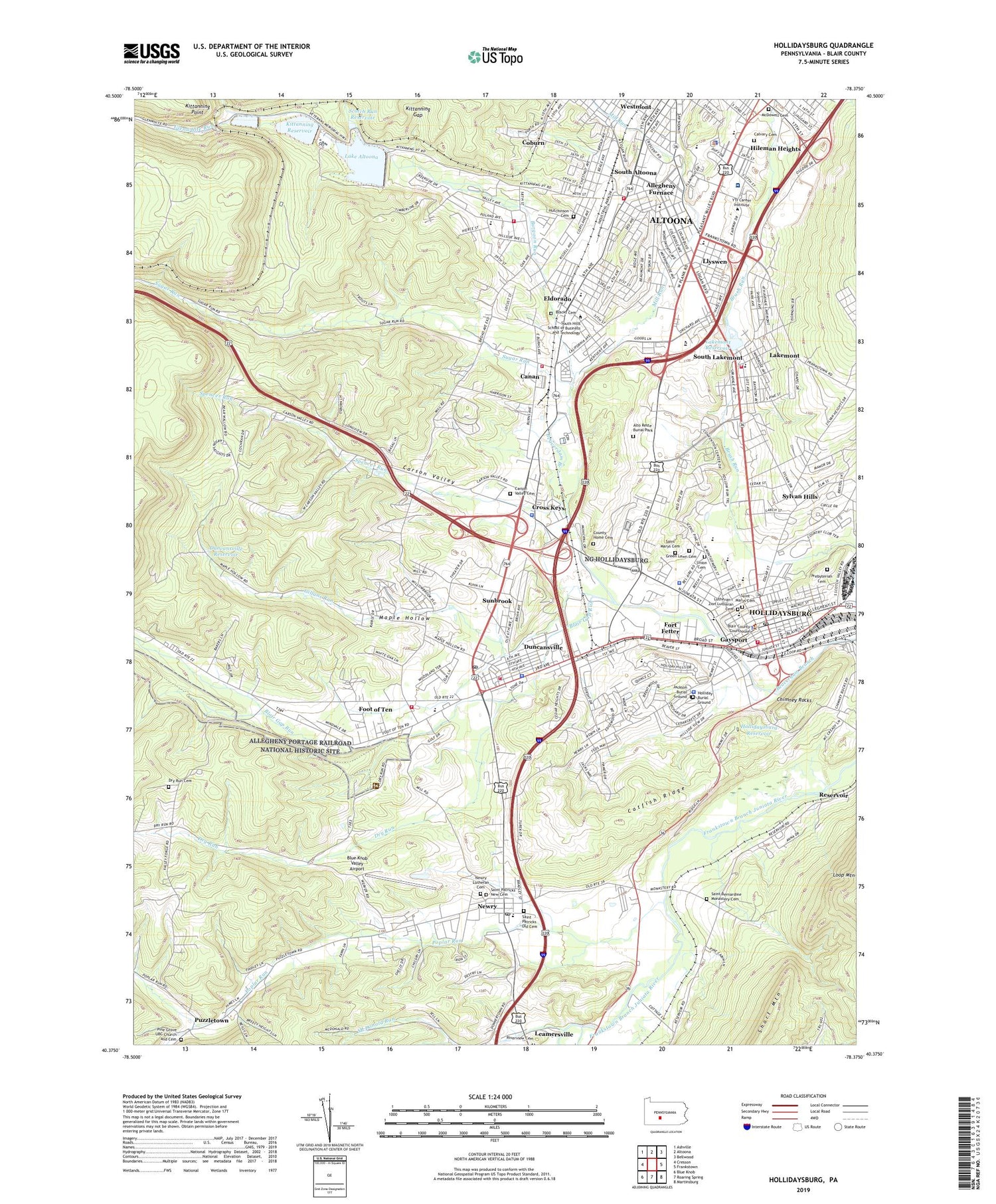 Hollidaysburg Pennsylvania US Topo Map Image