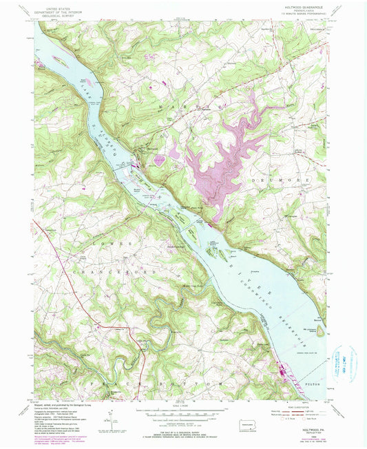 Classic USGS Holtwood Pennsylvania 7.5'x7.5' Topo Map Image