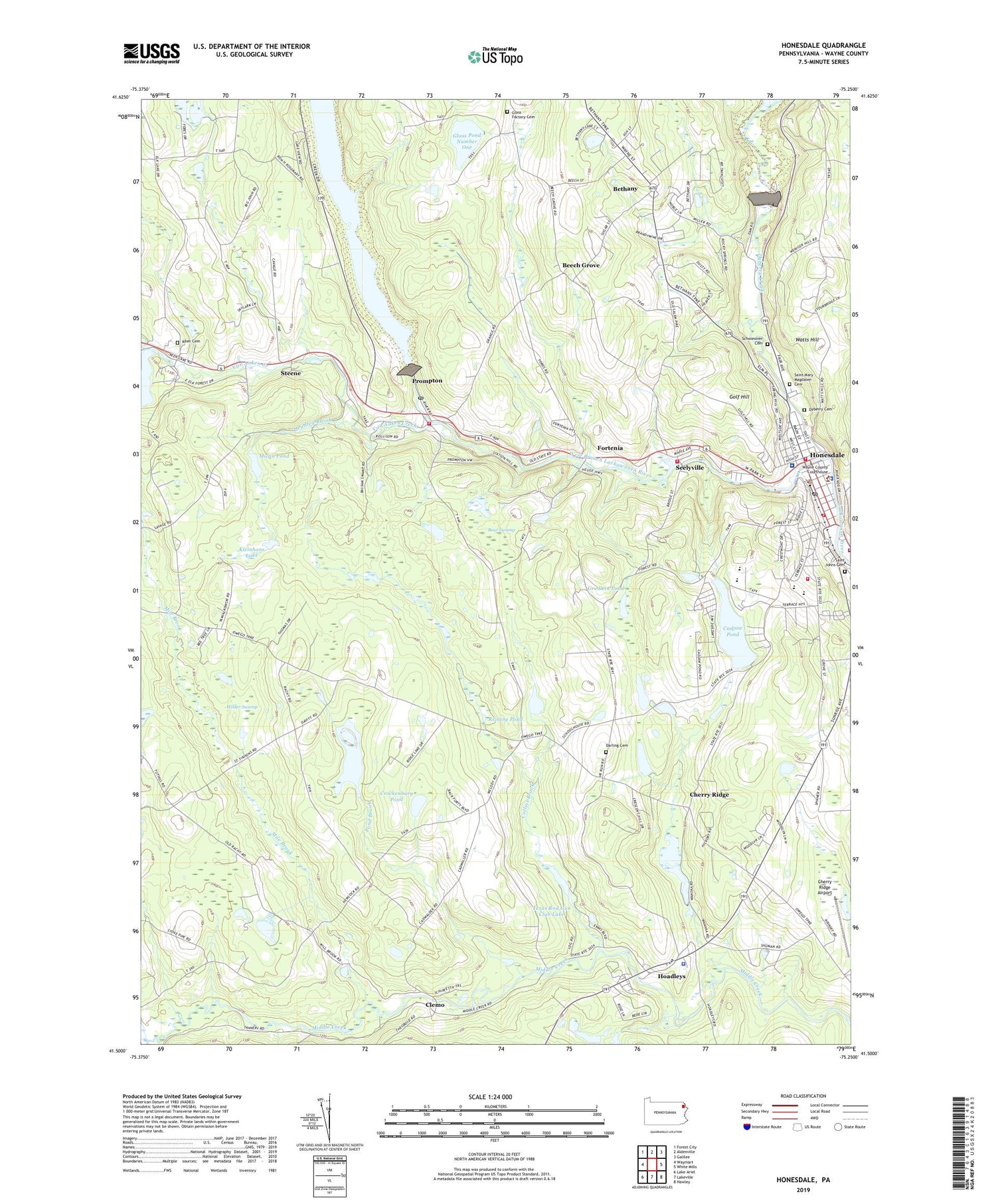 Honesdale Pennsylvania US Topo Map Image