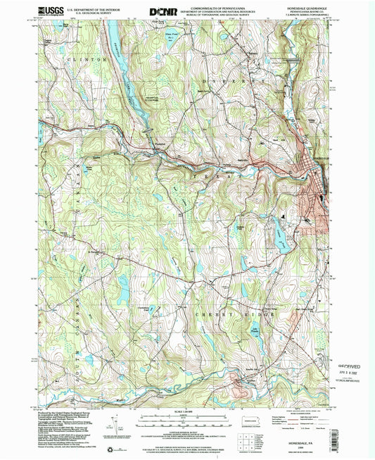 Classic USGS Honesdale Pennsylvania 7.5'x7.5' Topo Map Image