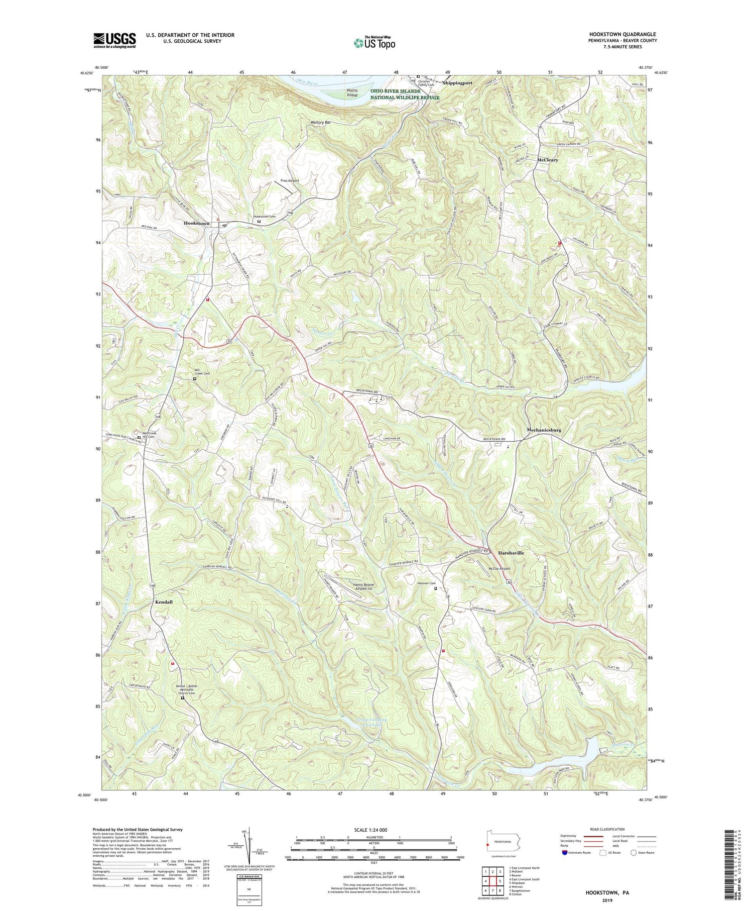 Hookstown Pennsylvania US Topo Map Image