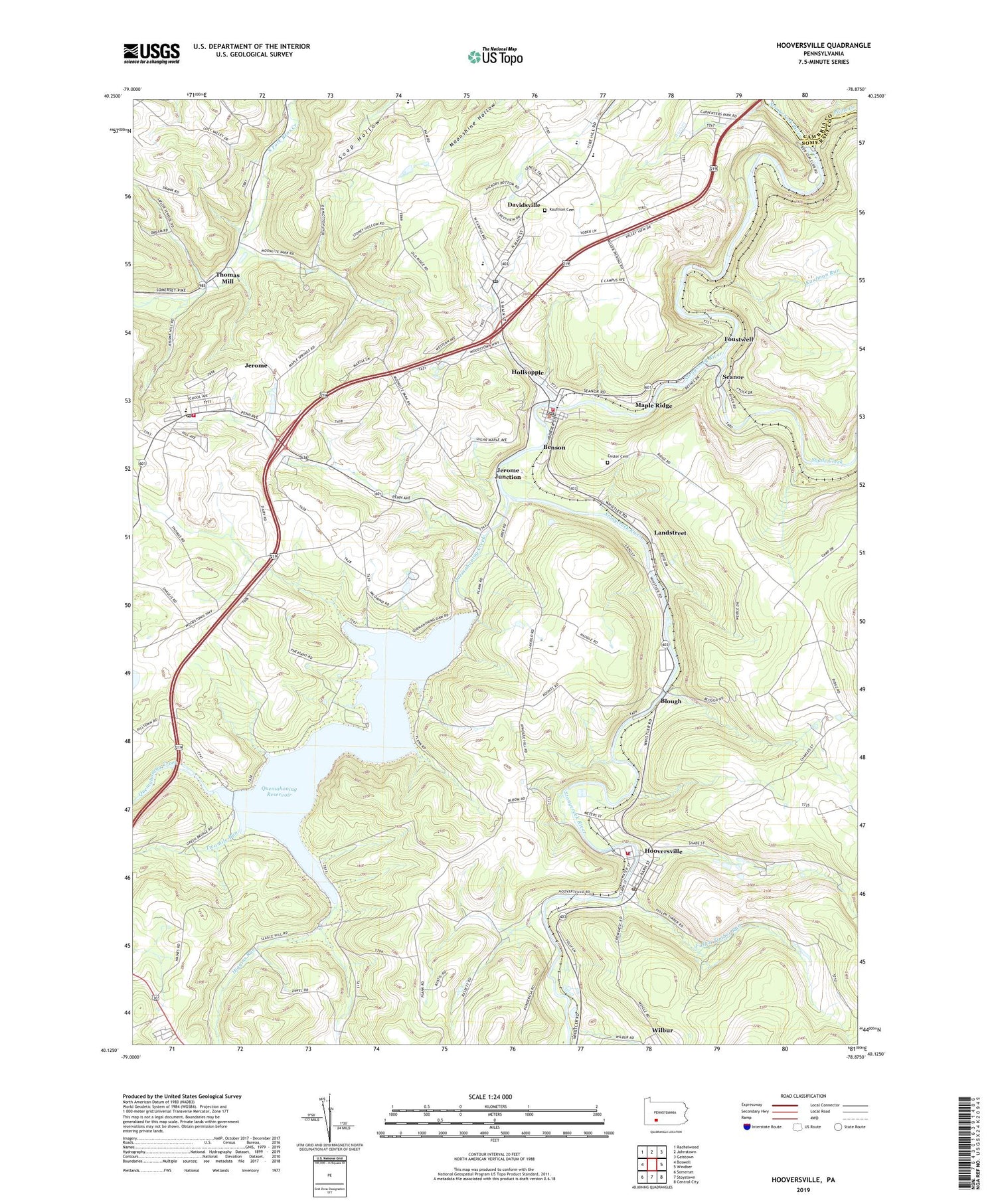Hooversville Pennsylvania US Topo Map Image
