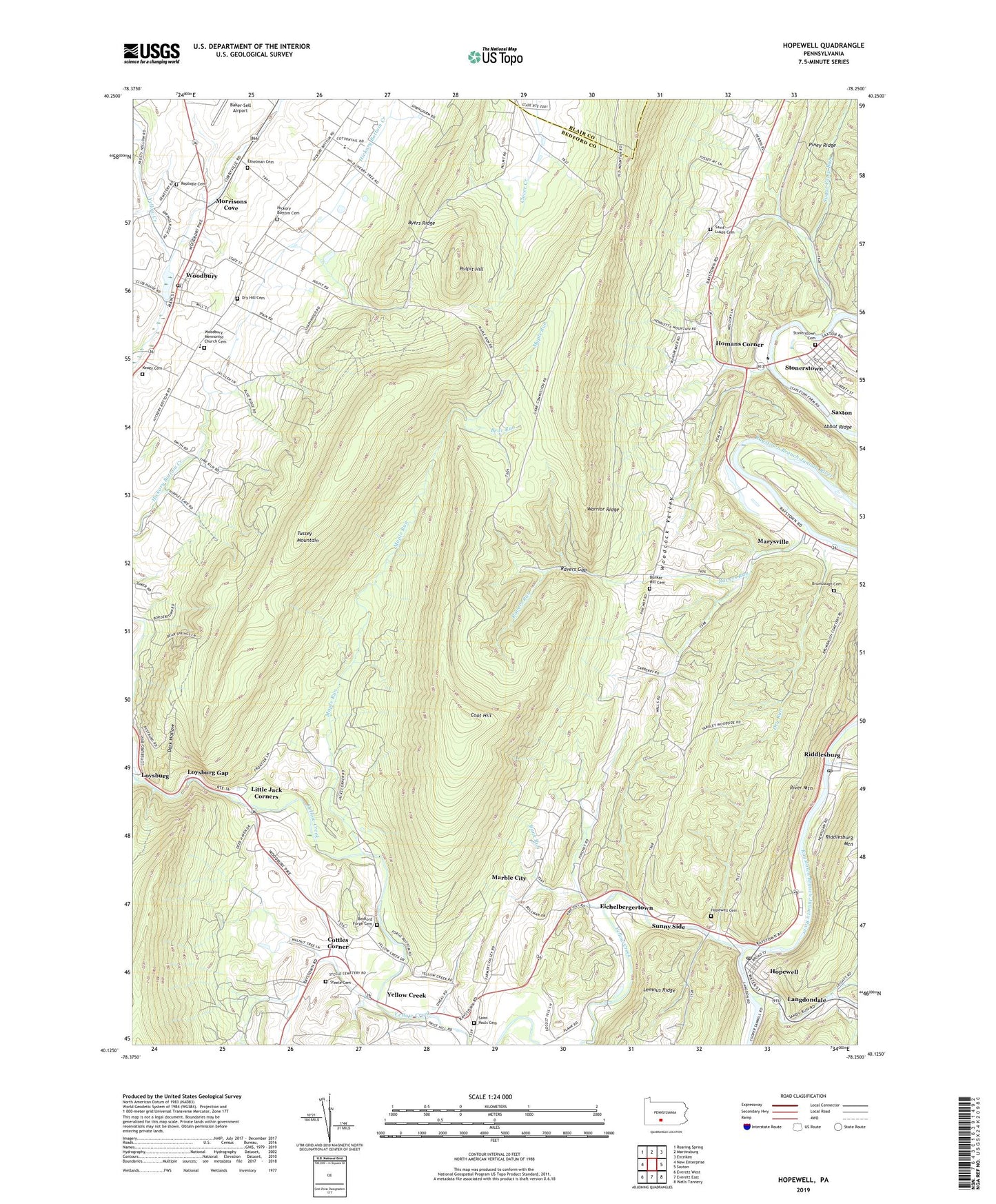 Hopewell Pennsylvania US Topo Map Image