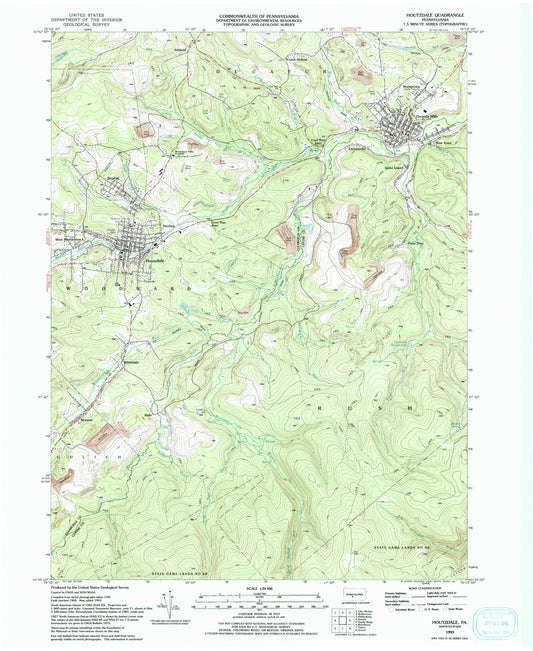 Classic USGS Houtzdale Pennsylvania 7.5'x7.5' Topo Map Image