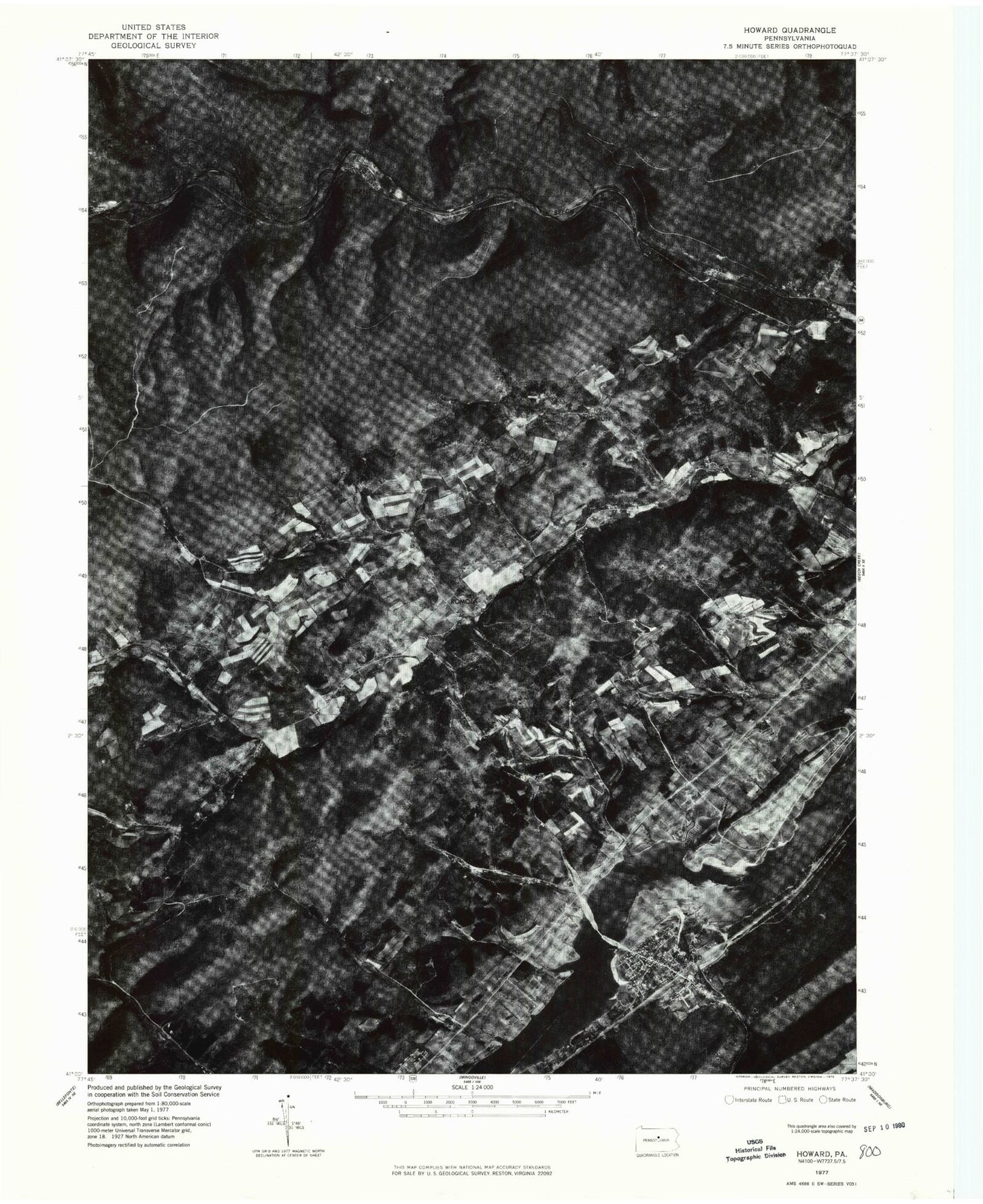 Classic USGS Howard Pennsylvania 7.5'x7.5' Topo Map Image