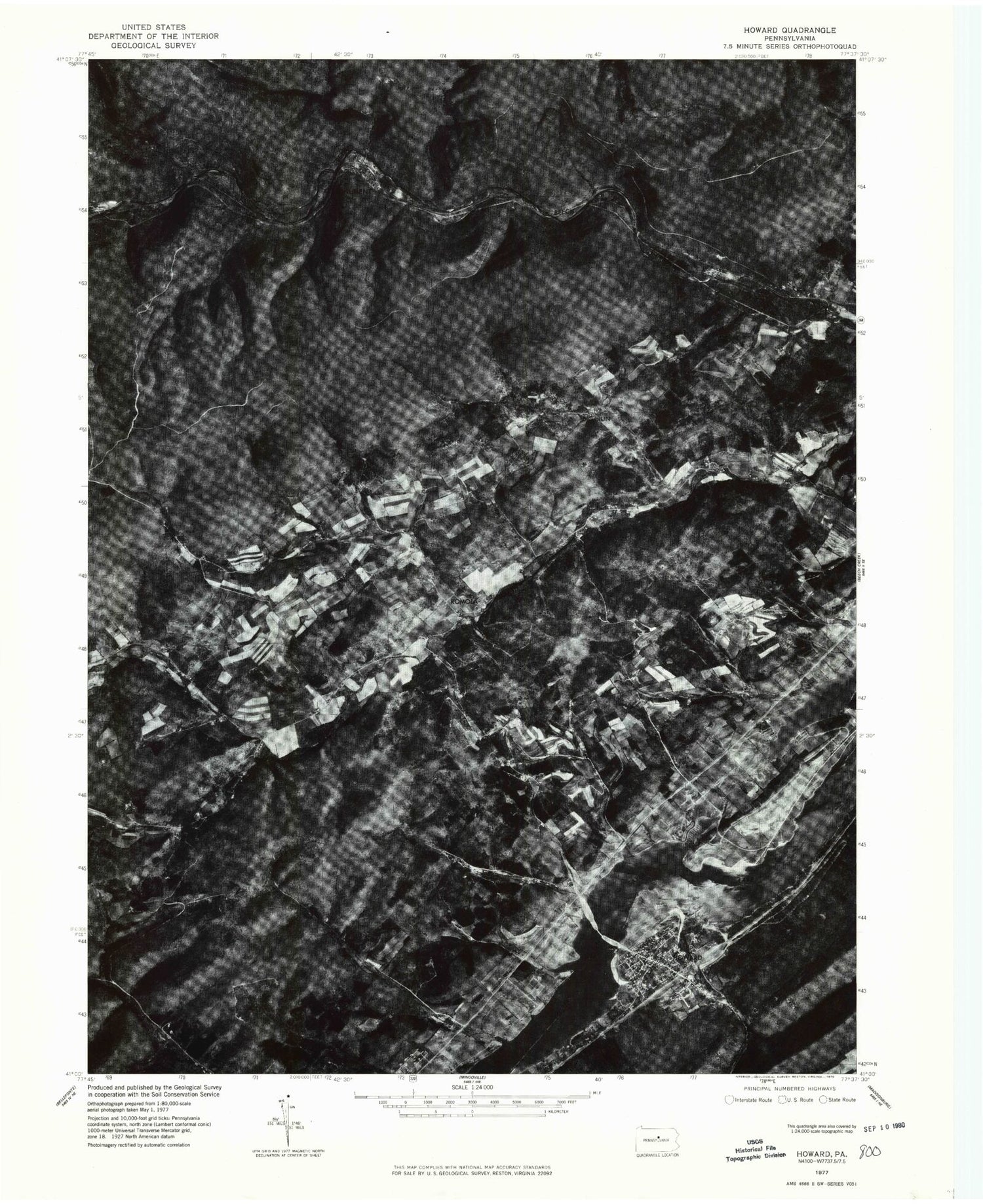 Classic USGS Howard Pennsylvania 7.5'x7.5' Topo Map Image