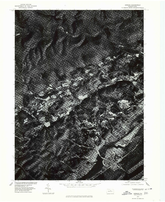 Classic USGS Howard Pennsylvania 7.5'x7.5' Topo Map Image