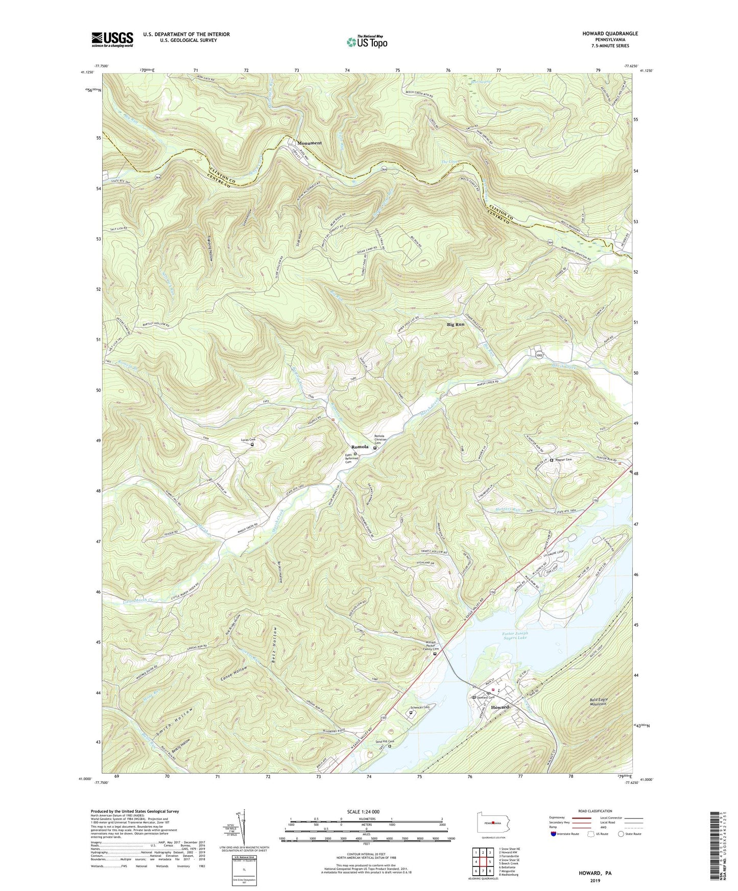 Howard Pennsylvania US Topo Map Image