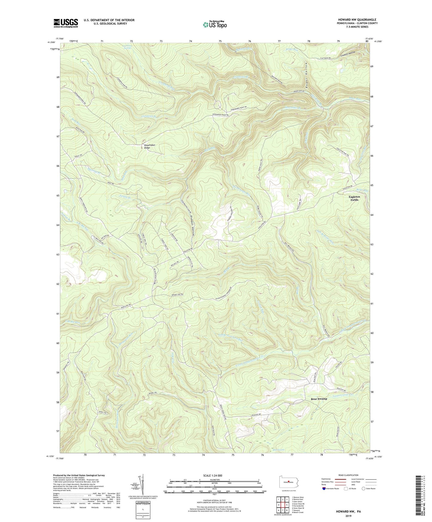Howard NW Pennsylvania US Topo Map Image