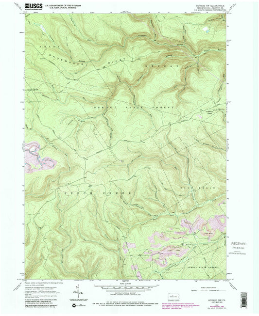 Classic USGS Howard NW Pennsylvania 7.5'x7.5' Topo Map Image
