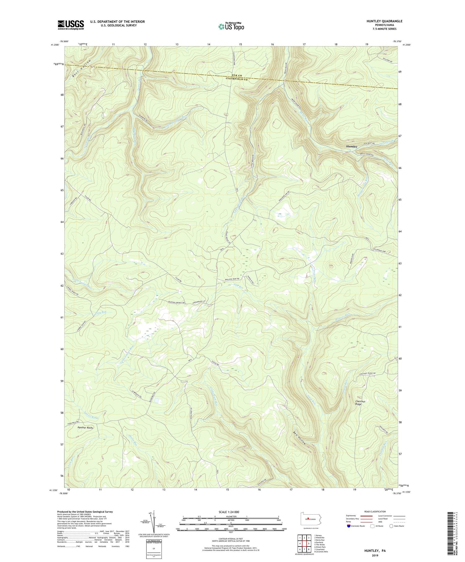 Huntley Pennsylvania US Topo Map Image