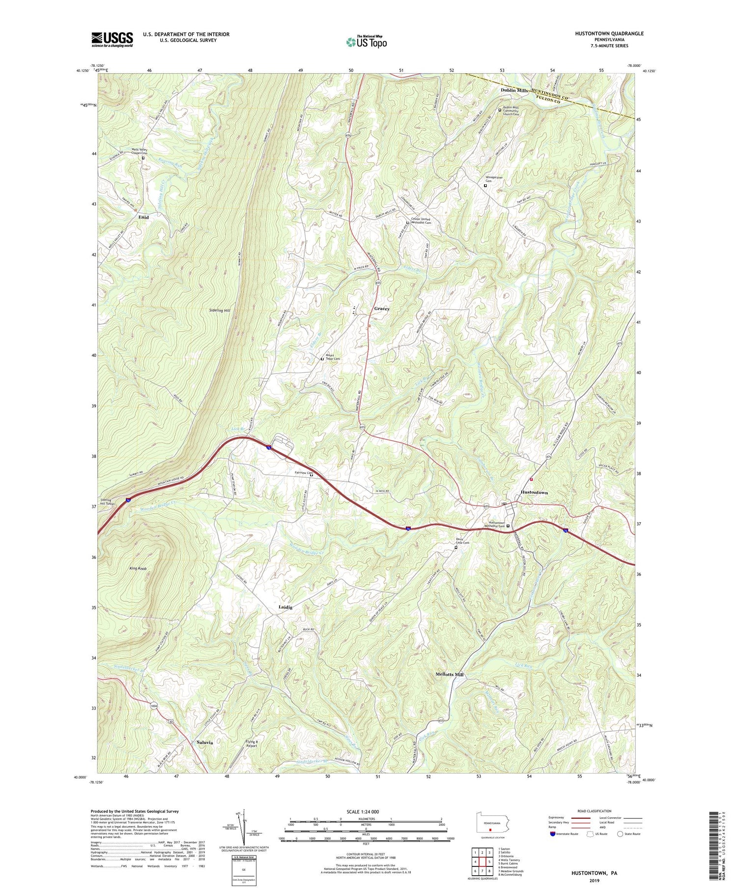Hustontown Pennsylvania US Topo Map Image