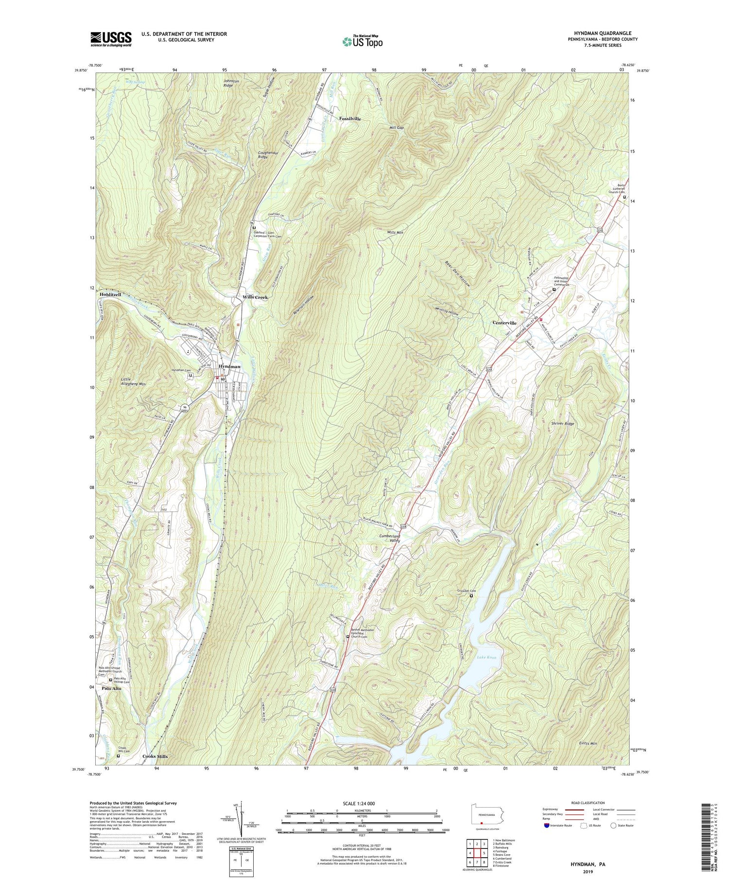 Hyndman Pennsylvania US Topo Map Image