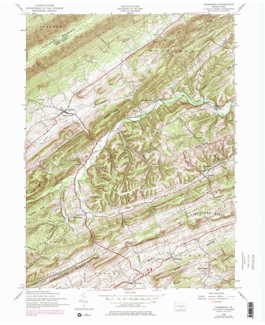 Classic USGS Ickesburg Pennsylvania 7.5'x7.5' Topo Map Image