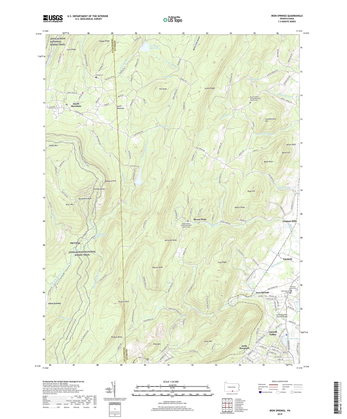 Iron Springs Pennsylvania US Topo Map Image