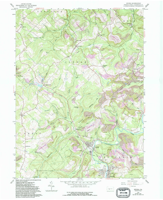 Classic USGS Irvona Pennsylvania 7.5'x7.5' Topo Map Image